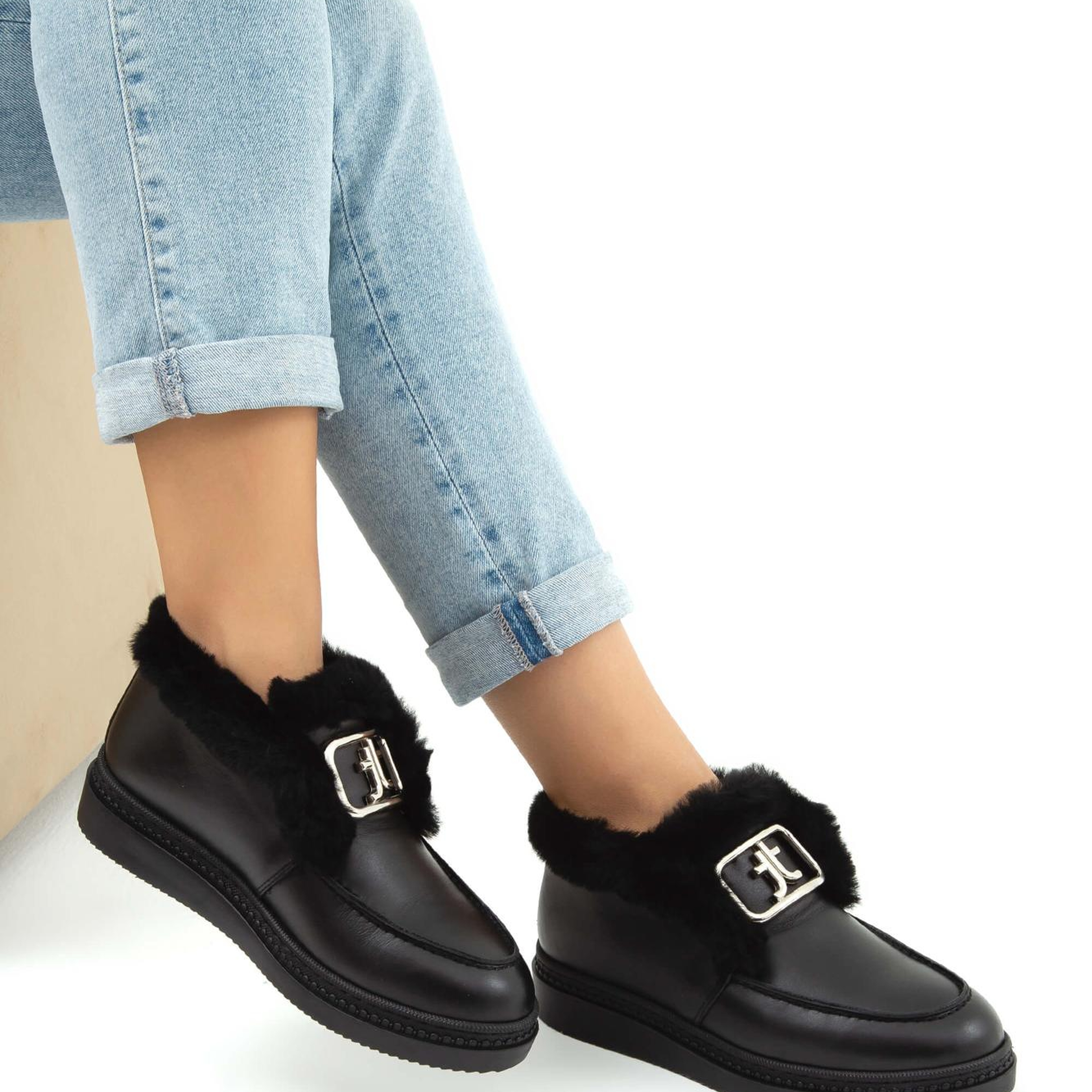 Tamer Tanca Kadın Hakiki Deri Siyah Casual Bot