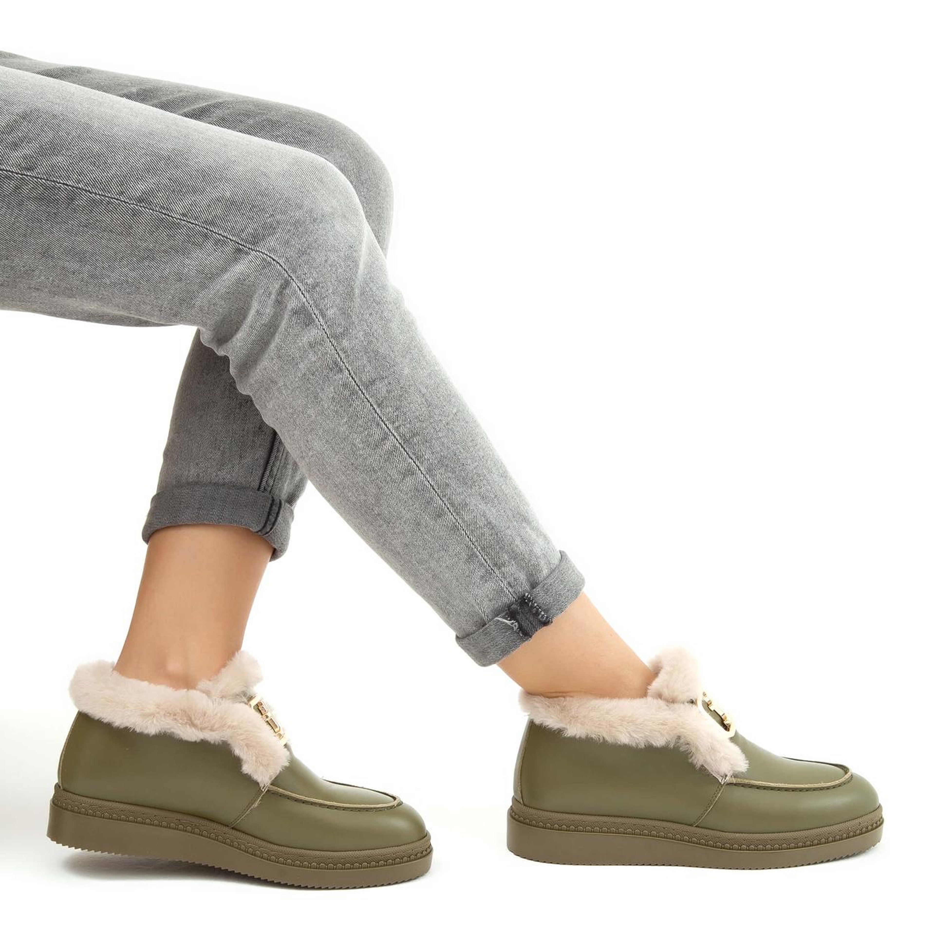 Tamer Tanca Kadın Hakiki Deri Yeşil Casual Bot