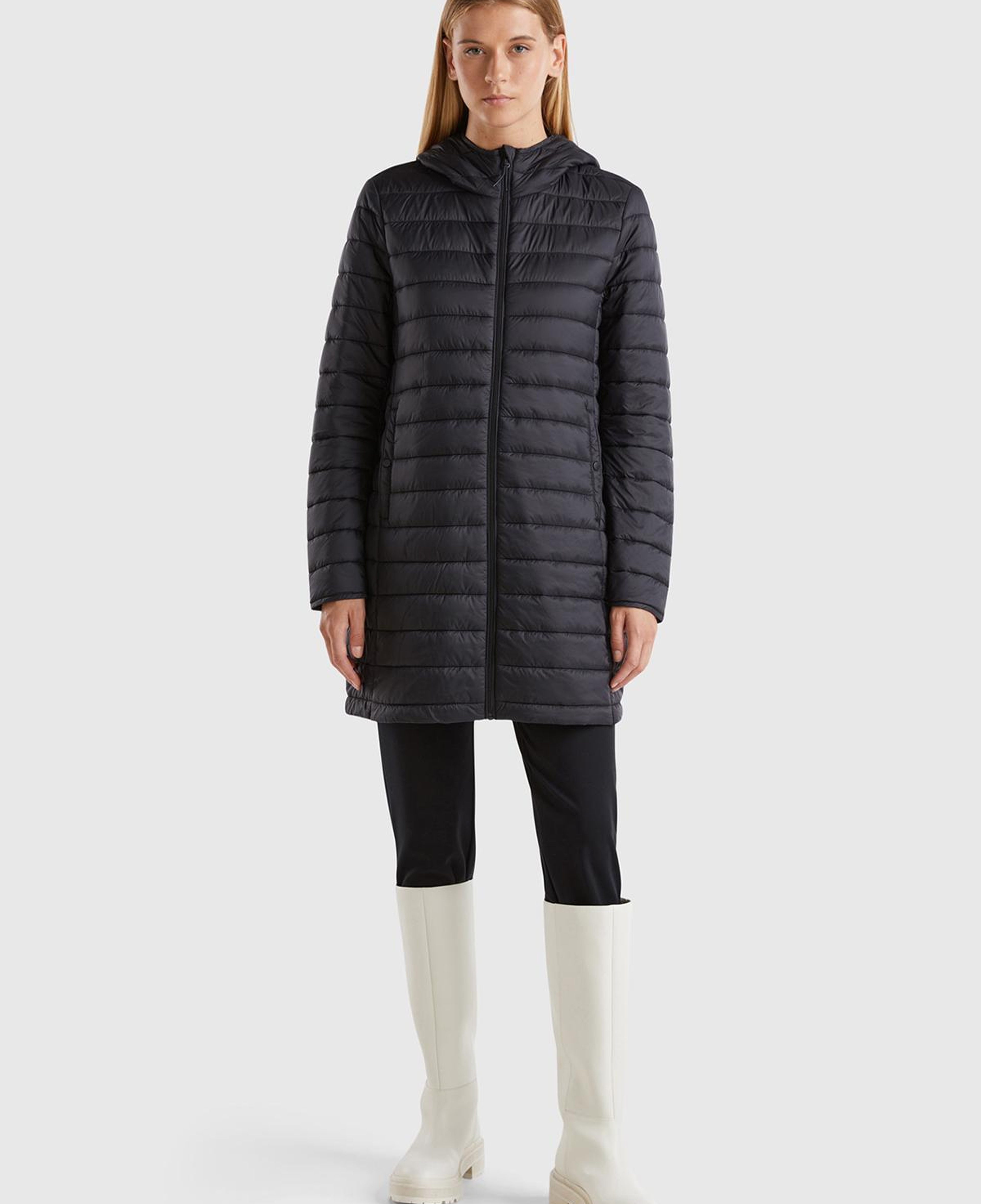 Kadın Siyah Uzun Pufa Mont