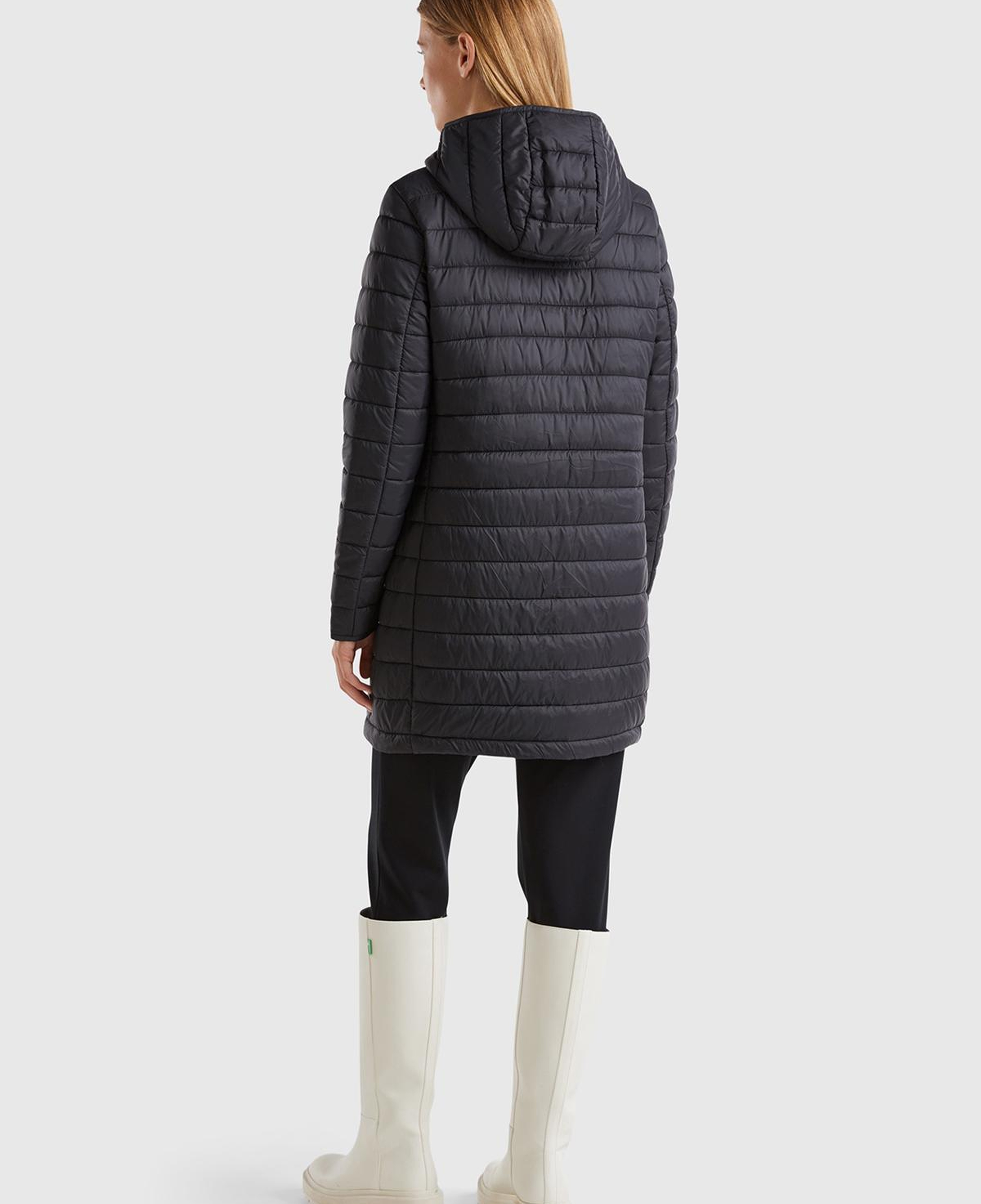 Kadın Siyah Uzun Pufa Mont