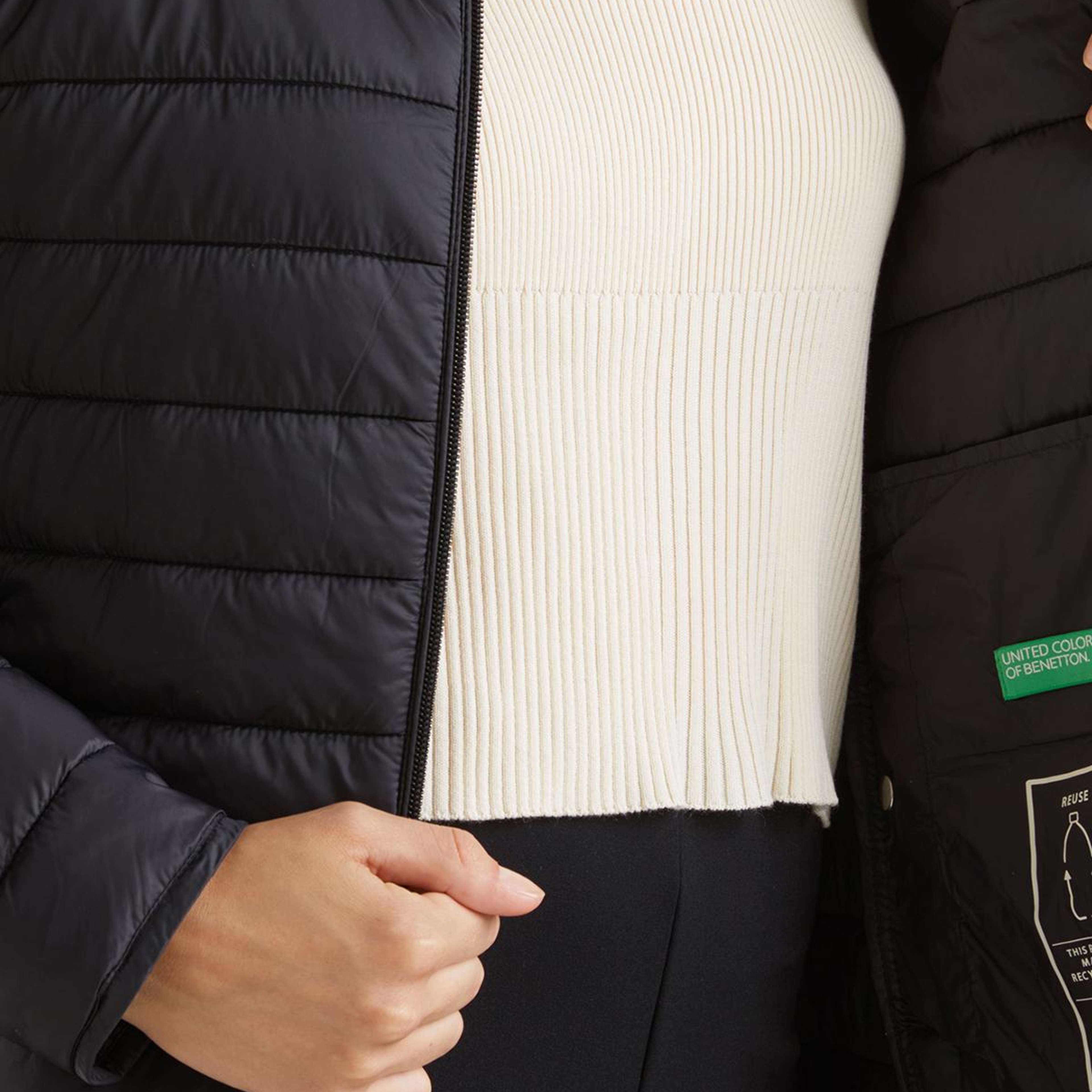 Kadın Siyah Uzun Pufa Mont