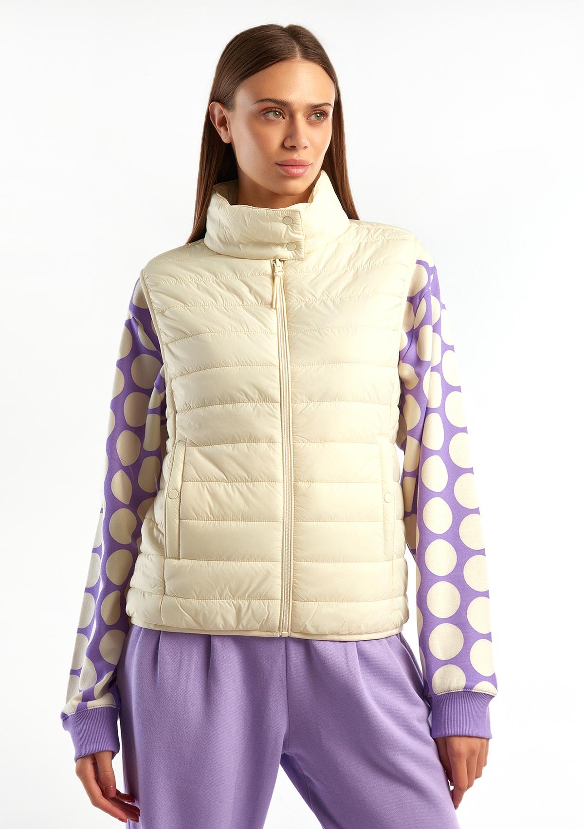 Kadın Krem Recycled Polyester Dolgulu Pufa Yelek