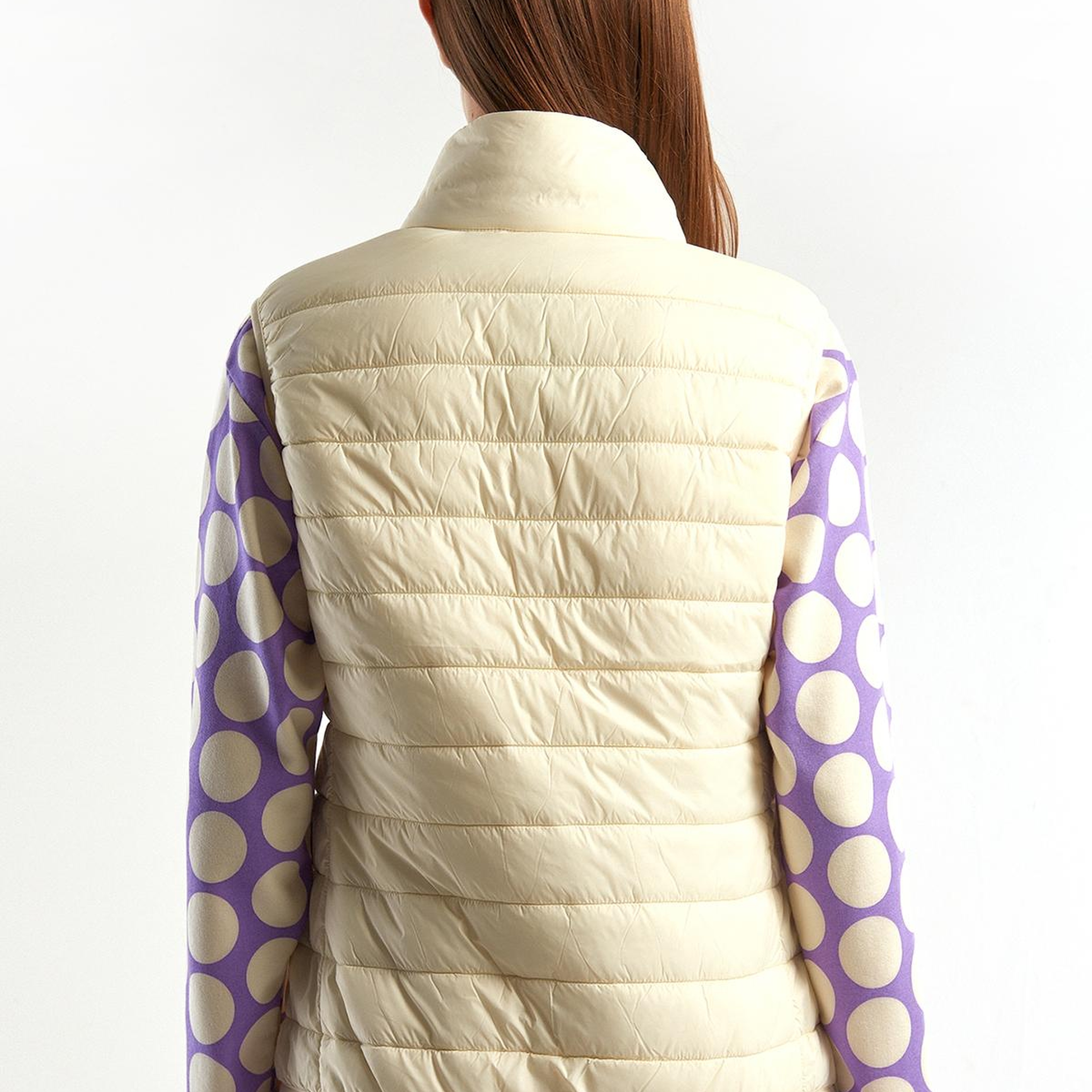 Kadın Krem Recycled Polyester Dolgulu  Pufa Yelek