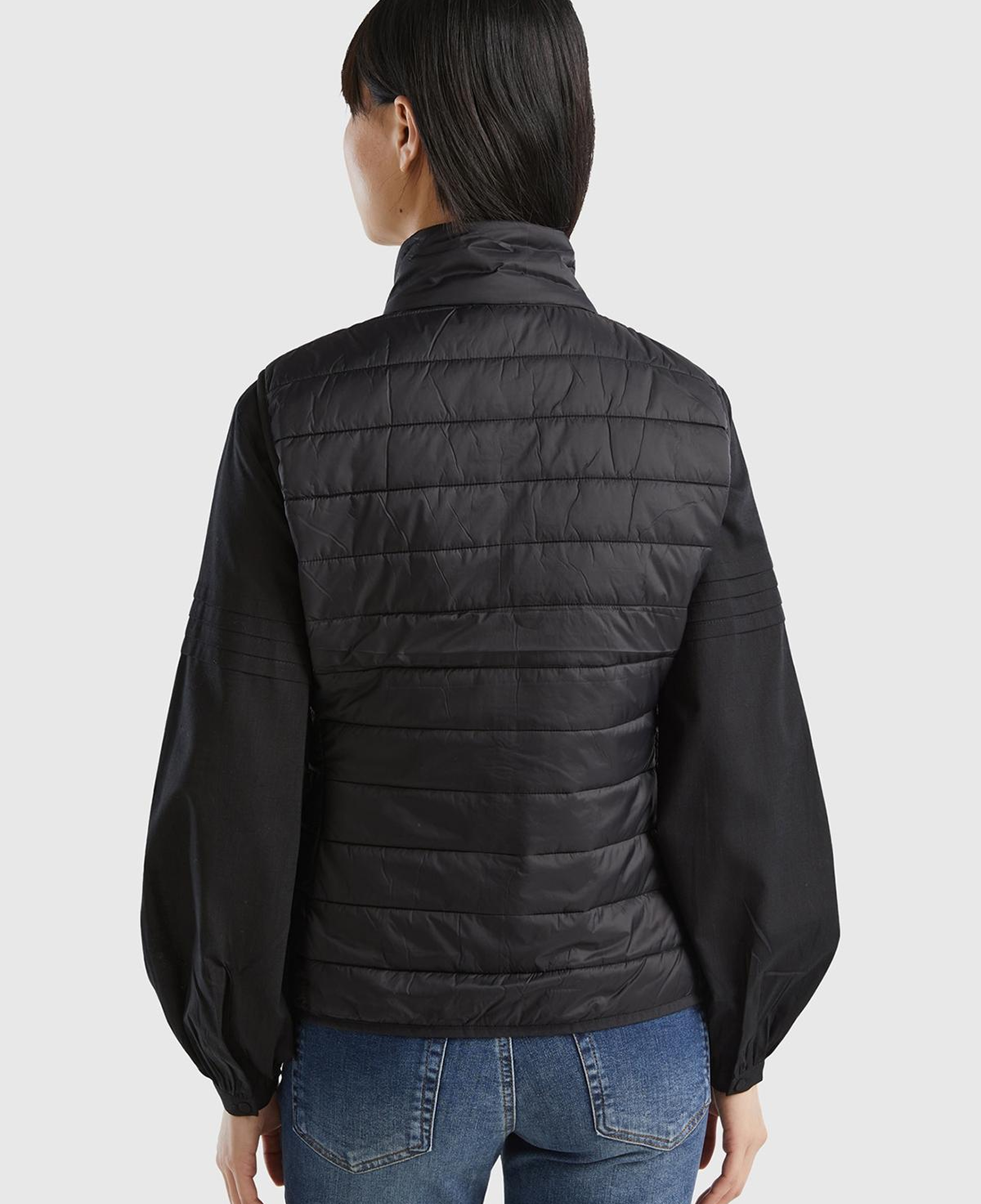 Kadın Siyah Recycled Polyester Dolgulu Pufa Yelek