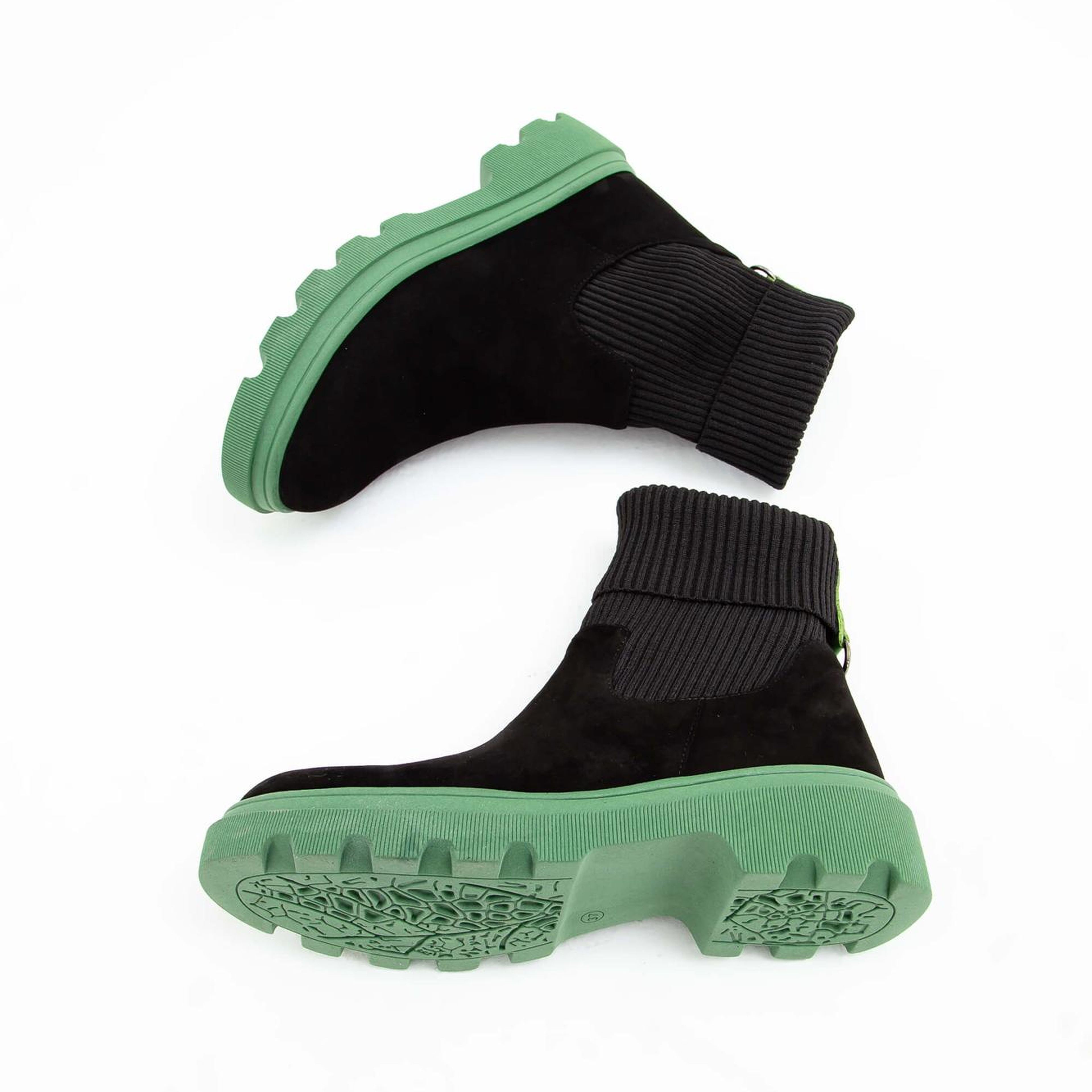 Tamer Tanca Kadın Hakiki Deri Siyah/Haki Casual Bot