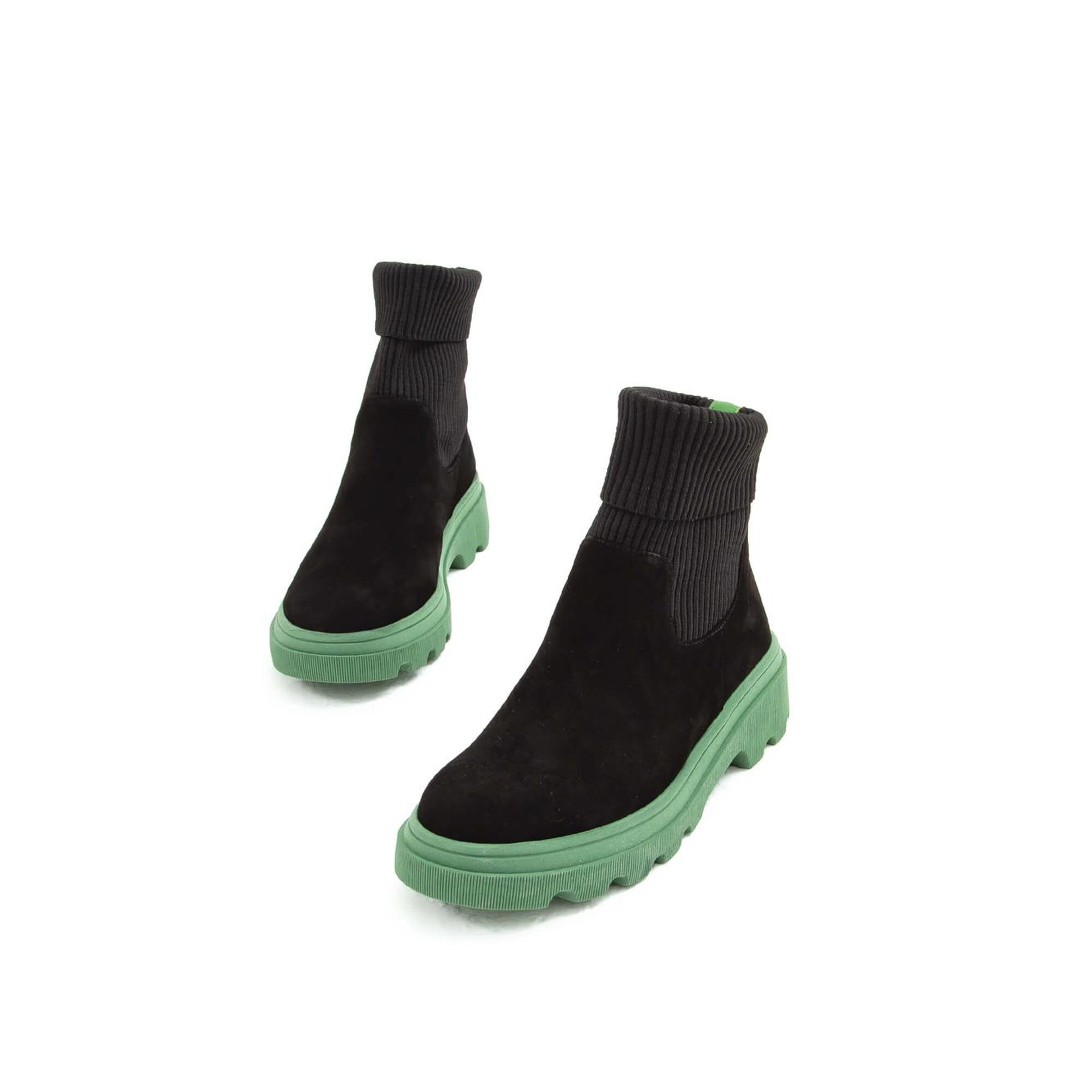 Tamer Tanca Kadın Hakiki Deri Siyah/Haki Casual Bot