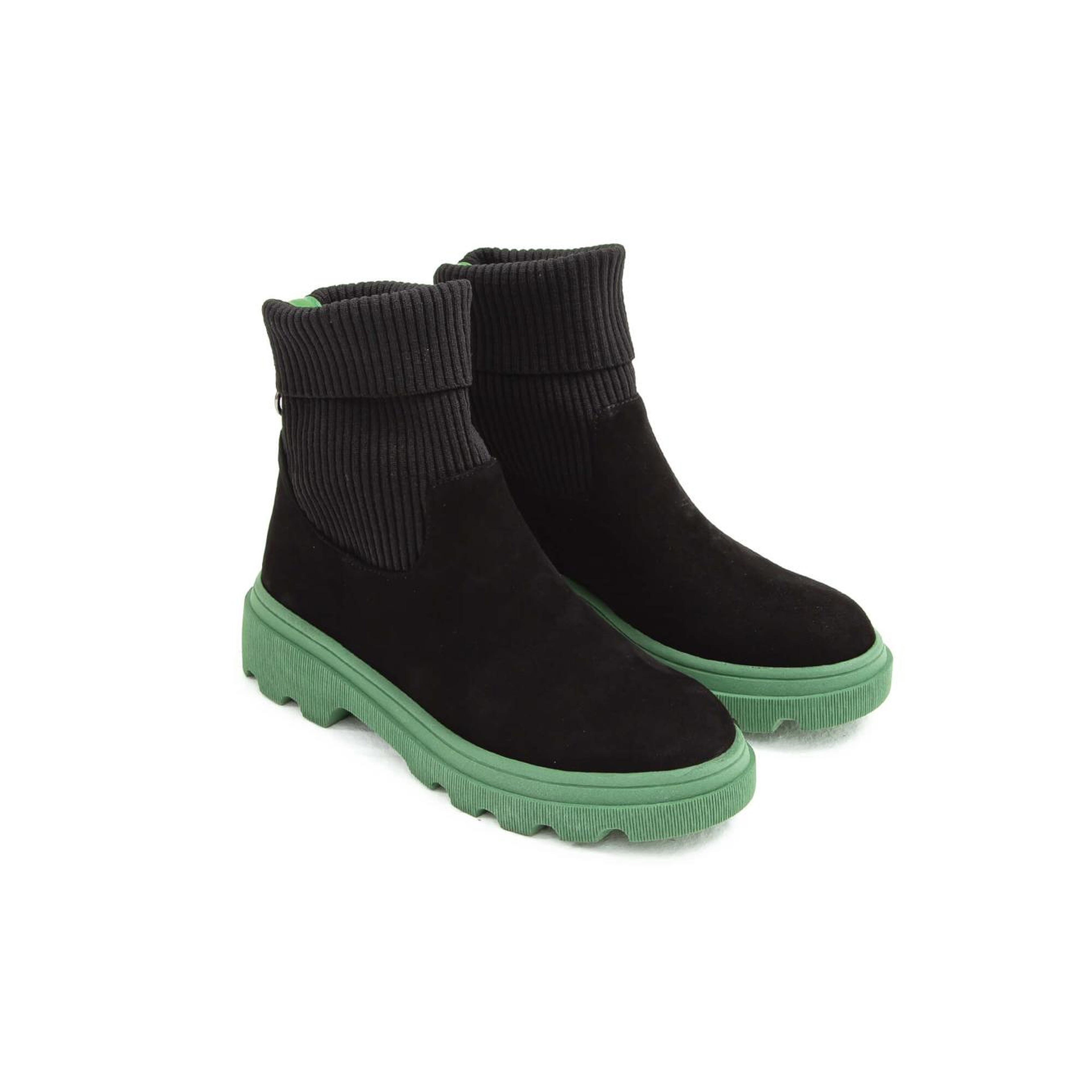 Tamer Tanca Kadın Hakiki Deri Siyah/Haki Casual Bot