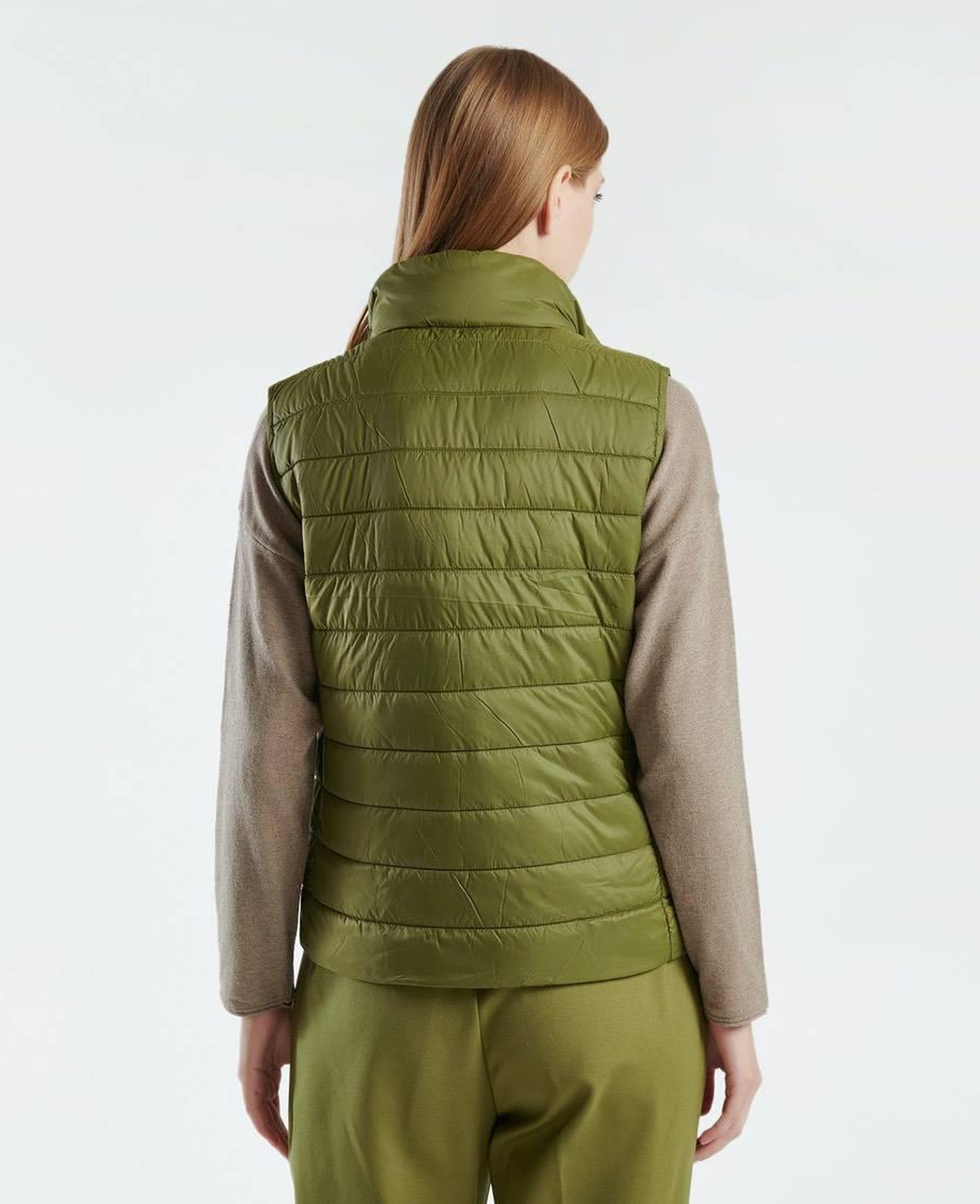 Kadın Haki Recycled Polyester Dolgulu Pufa Yelek