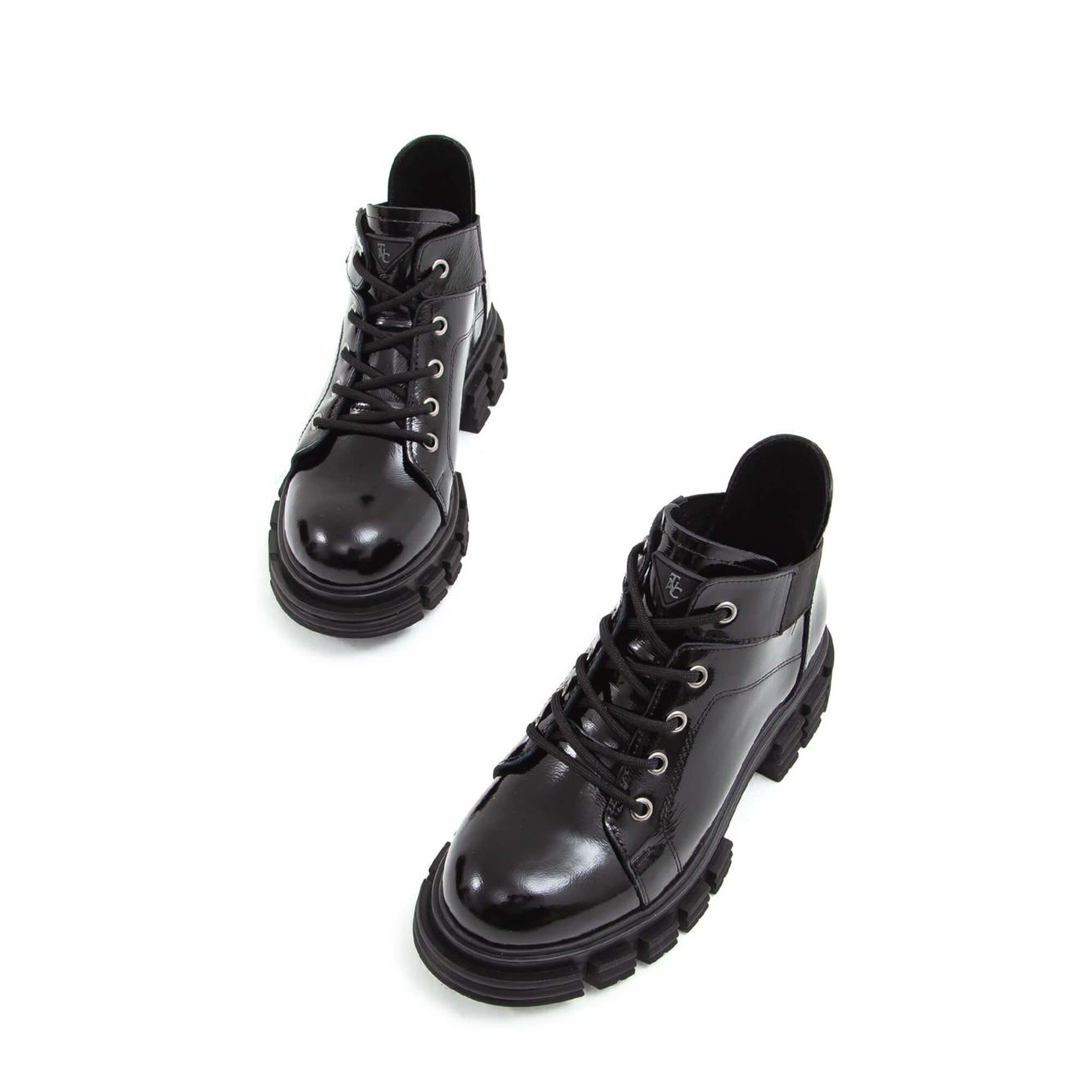 Tamer Tanca Kadın Hakiki Deri Siyah Rugan Casual Bot