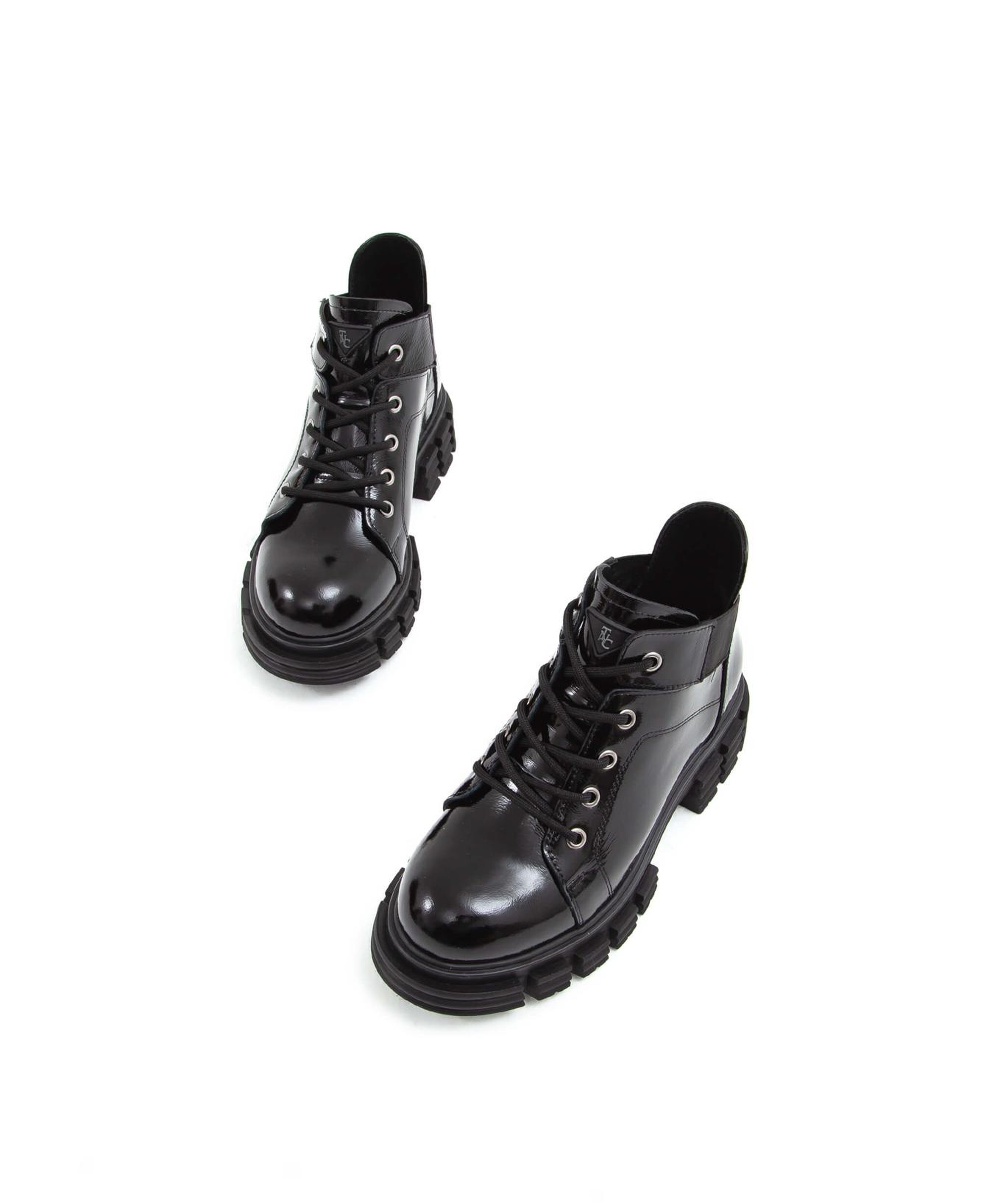 Tamer Tanca Kadın Hakiki Deri Siyah Rugan Casual Bot