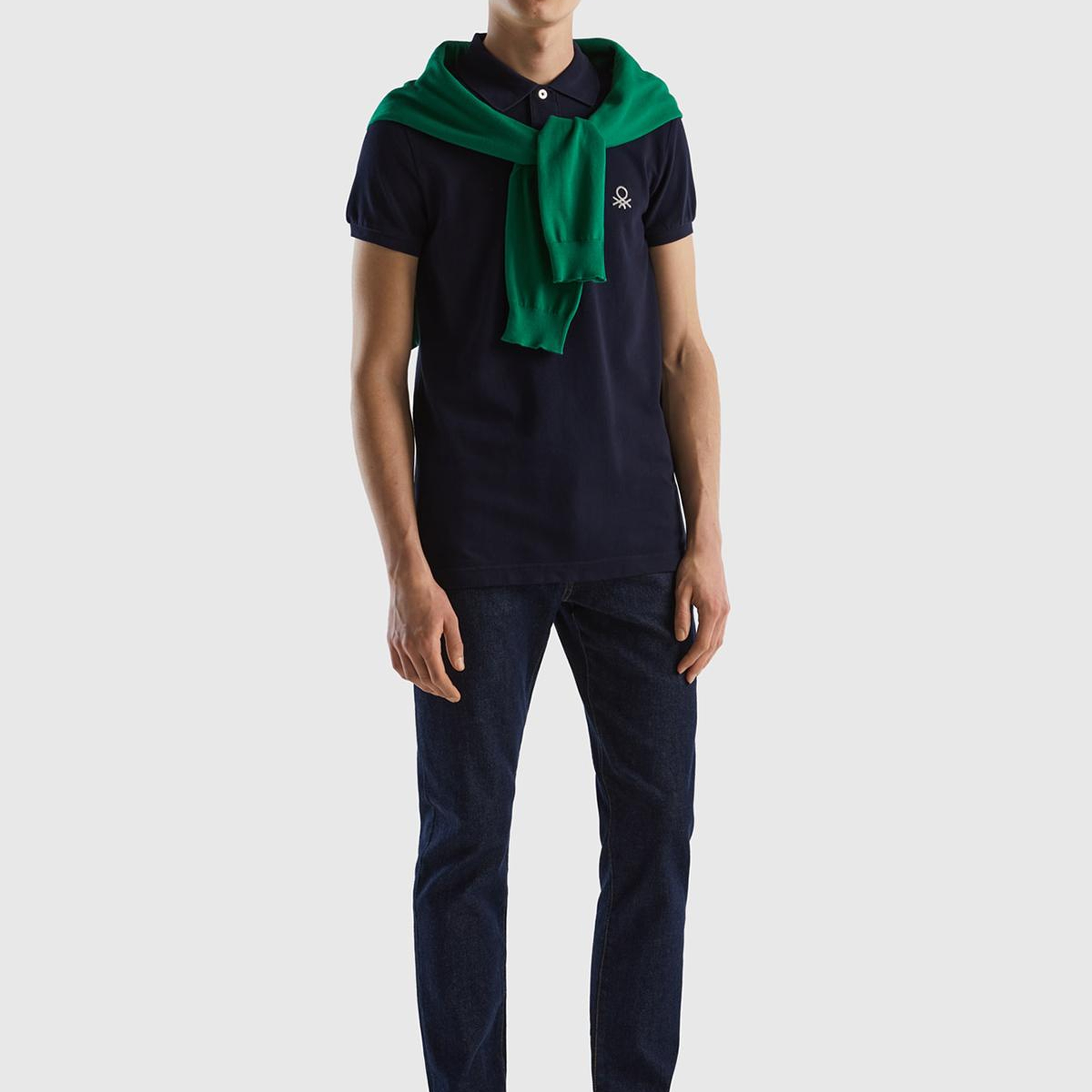 Erkek Koyu Lacivert Slim Fit Kısa Kollu Polo T-Shirt