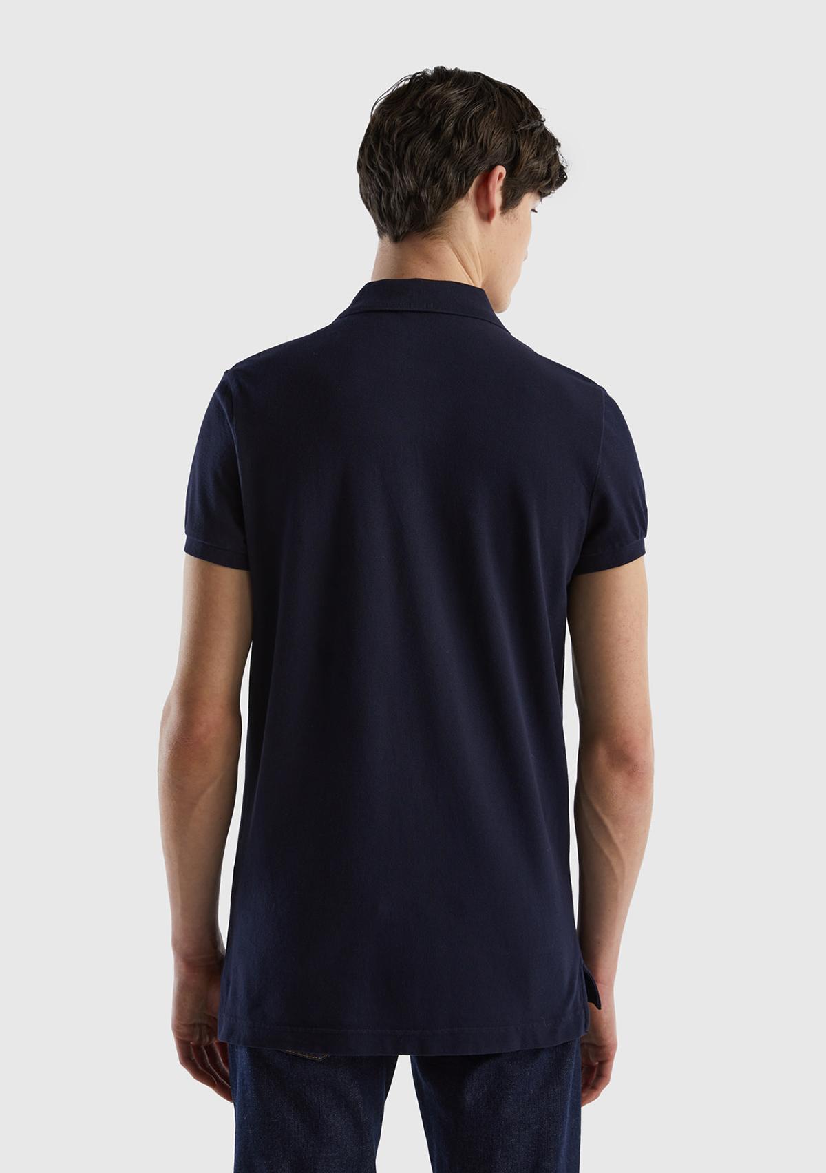 Erkek Koyu Lacivert Slim Fit Kısa Kollu Polo T-Shirt