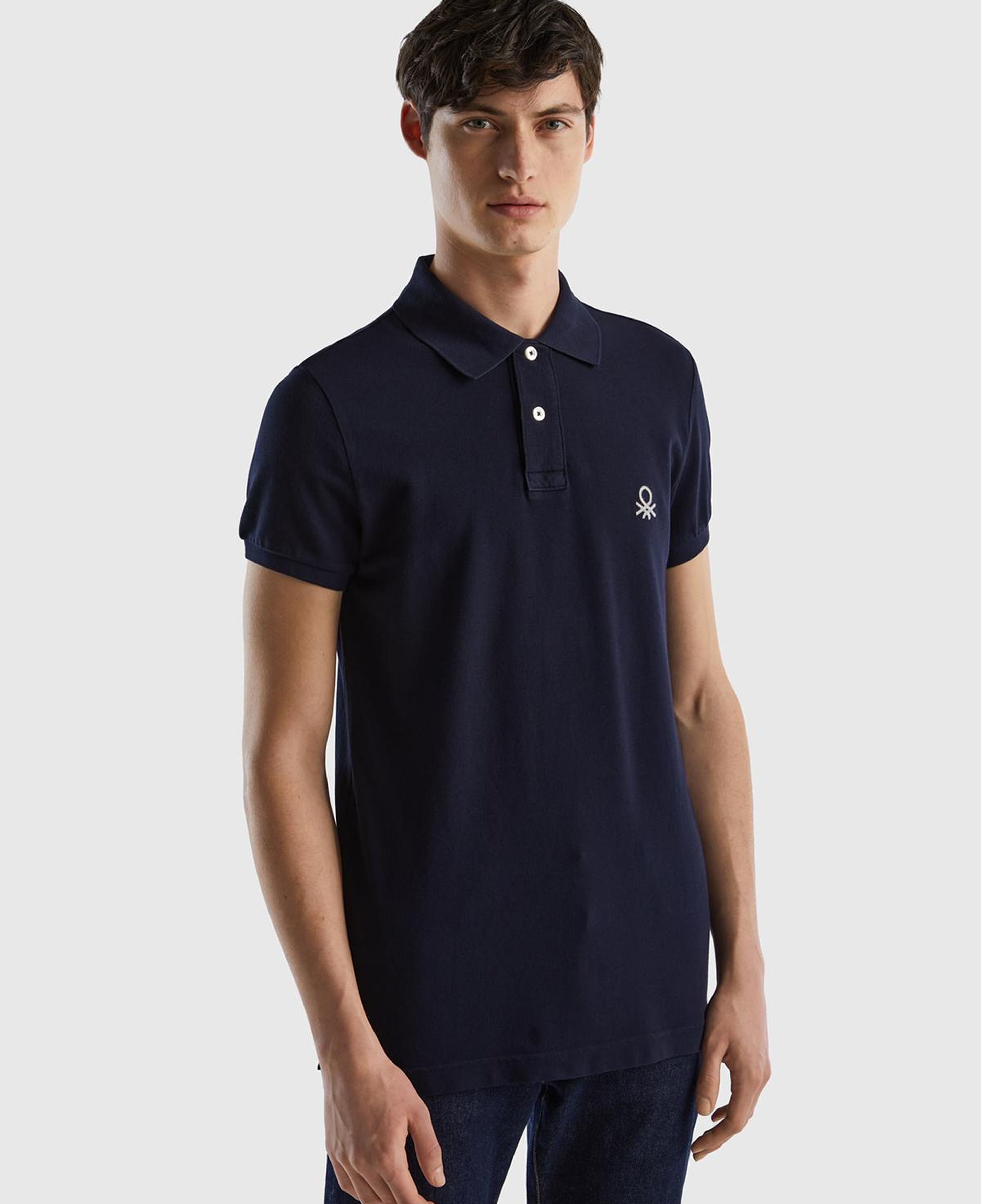 Erkek Koyu Lacivert Slim Fit Kısa Kollu Polo T-Shirt