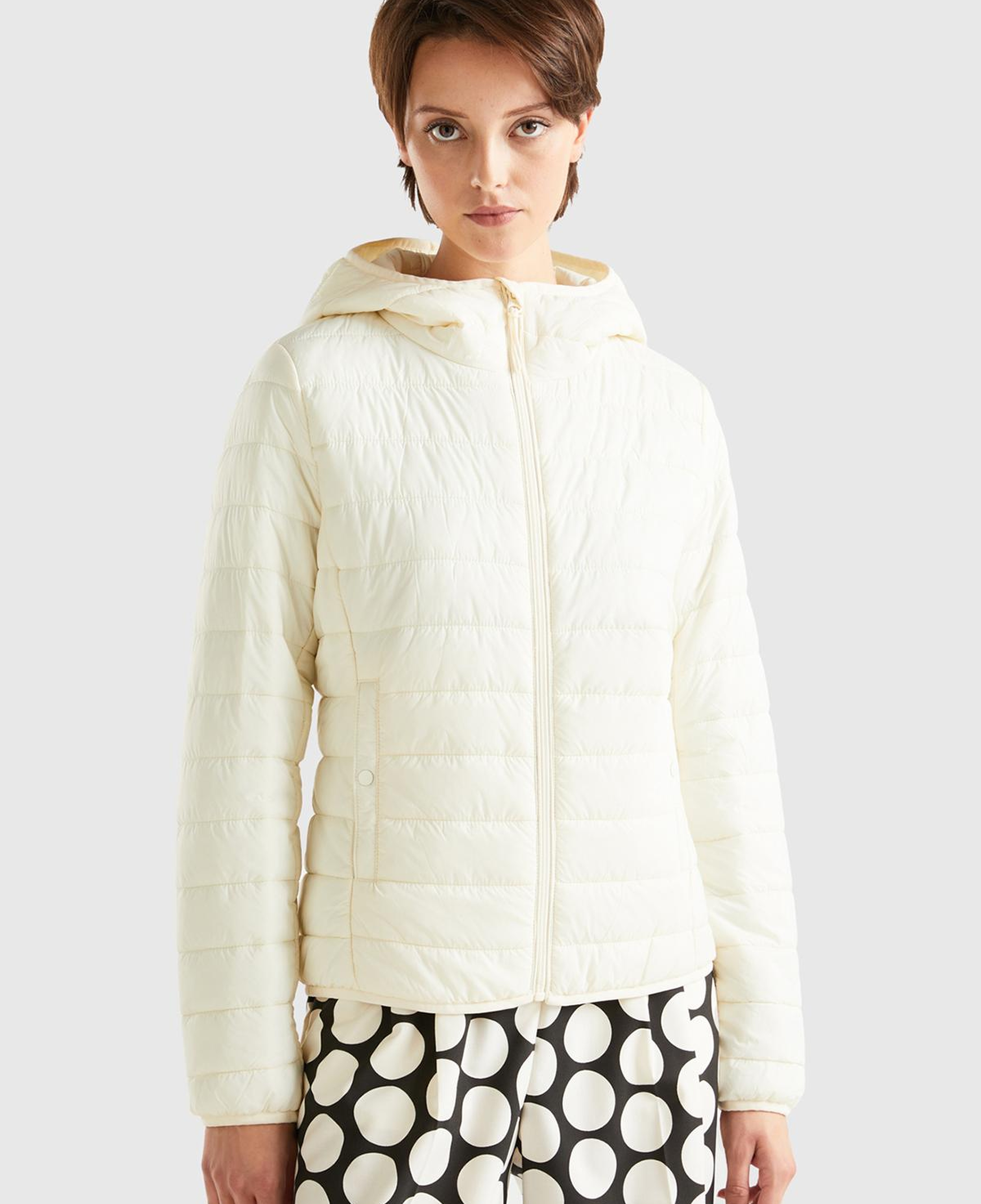 Kadın Krem Recycled Polyester Dolgulu Pufa Mont