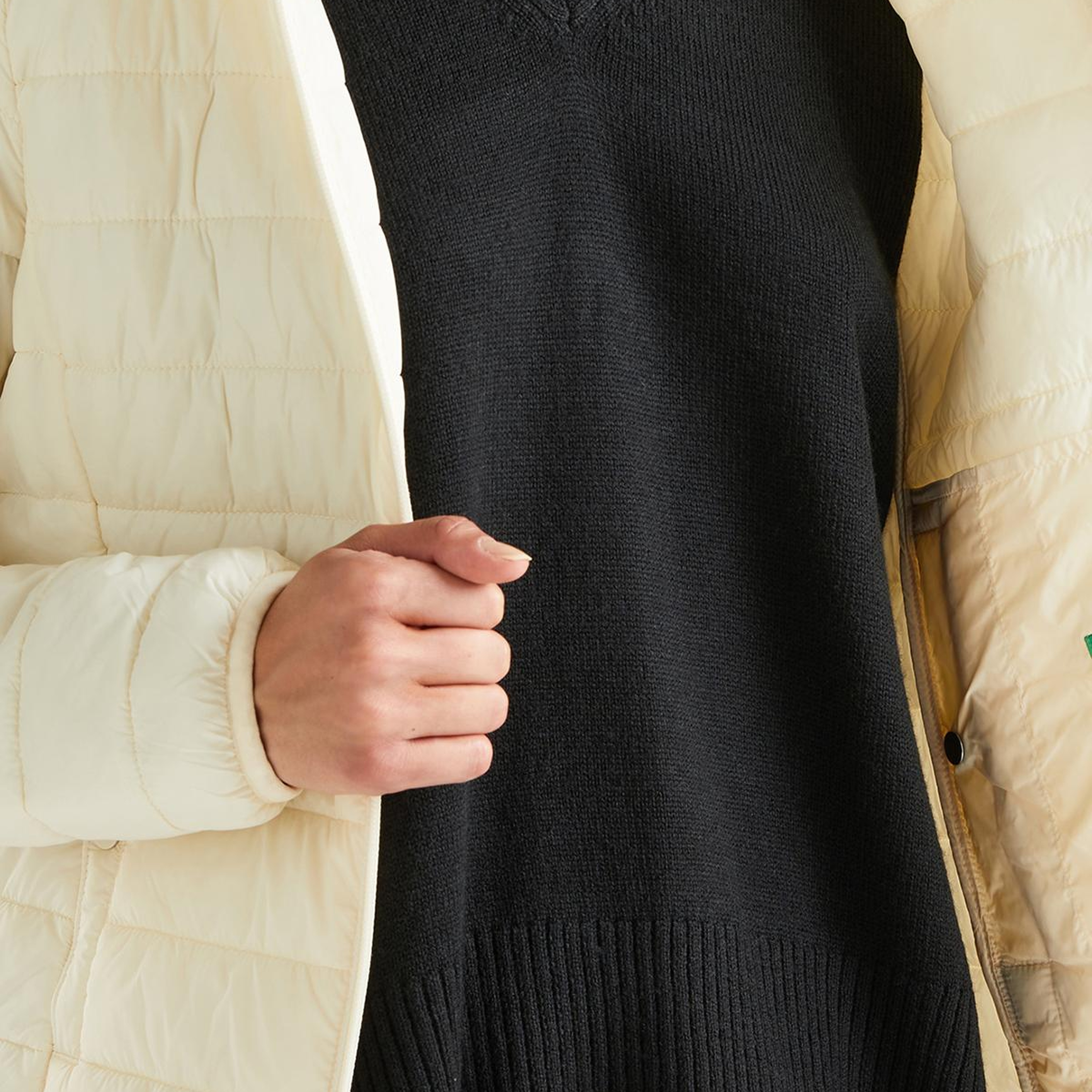 Kadın Krem Recycled Polyester Dolgulu  Pufa Mont