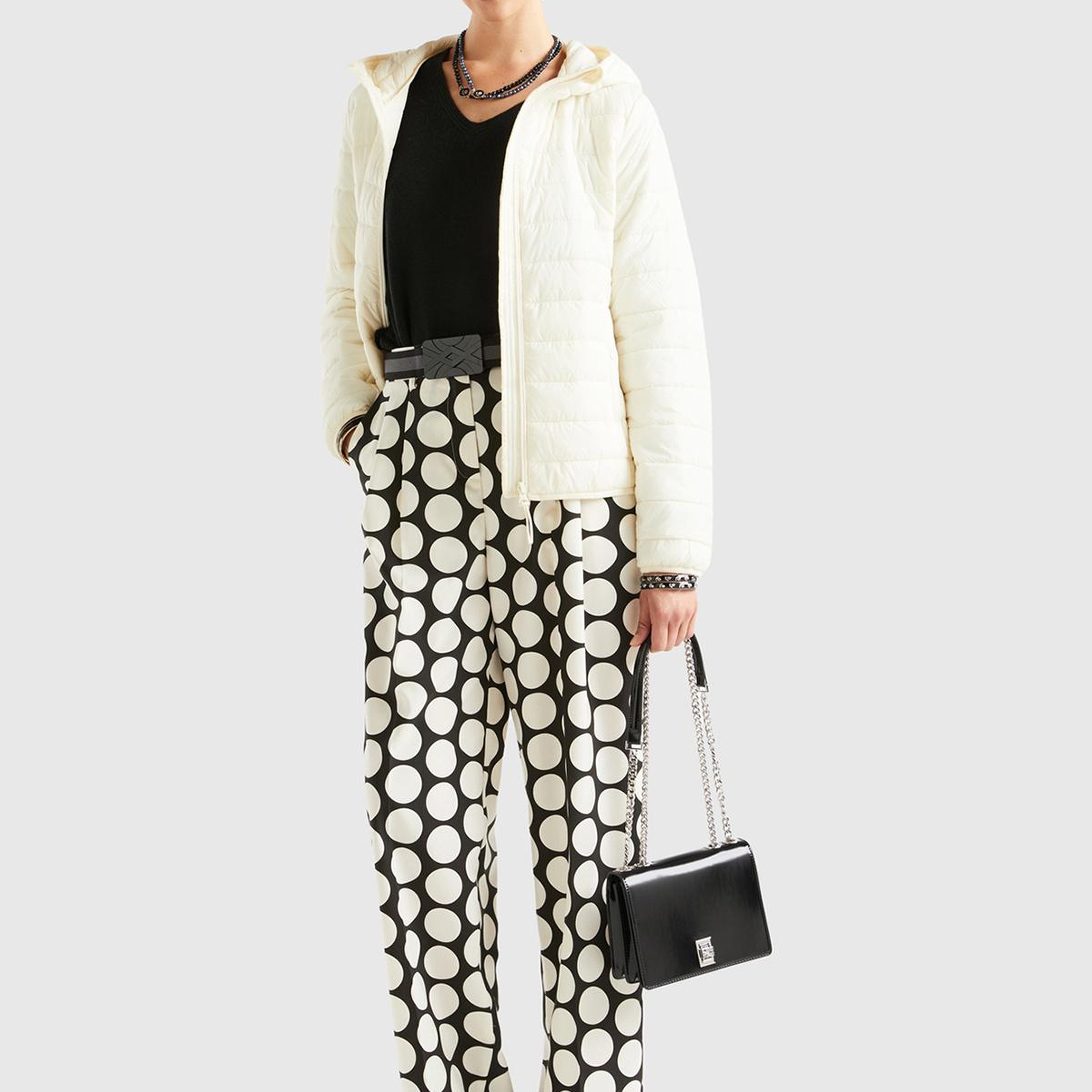 Kadın Krem Recycled Polyester Dolgulu  Pufa Mont