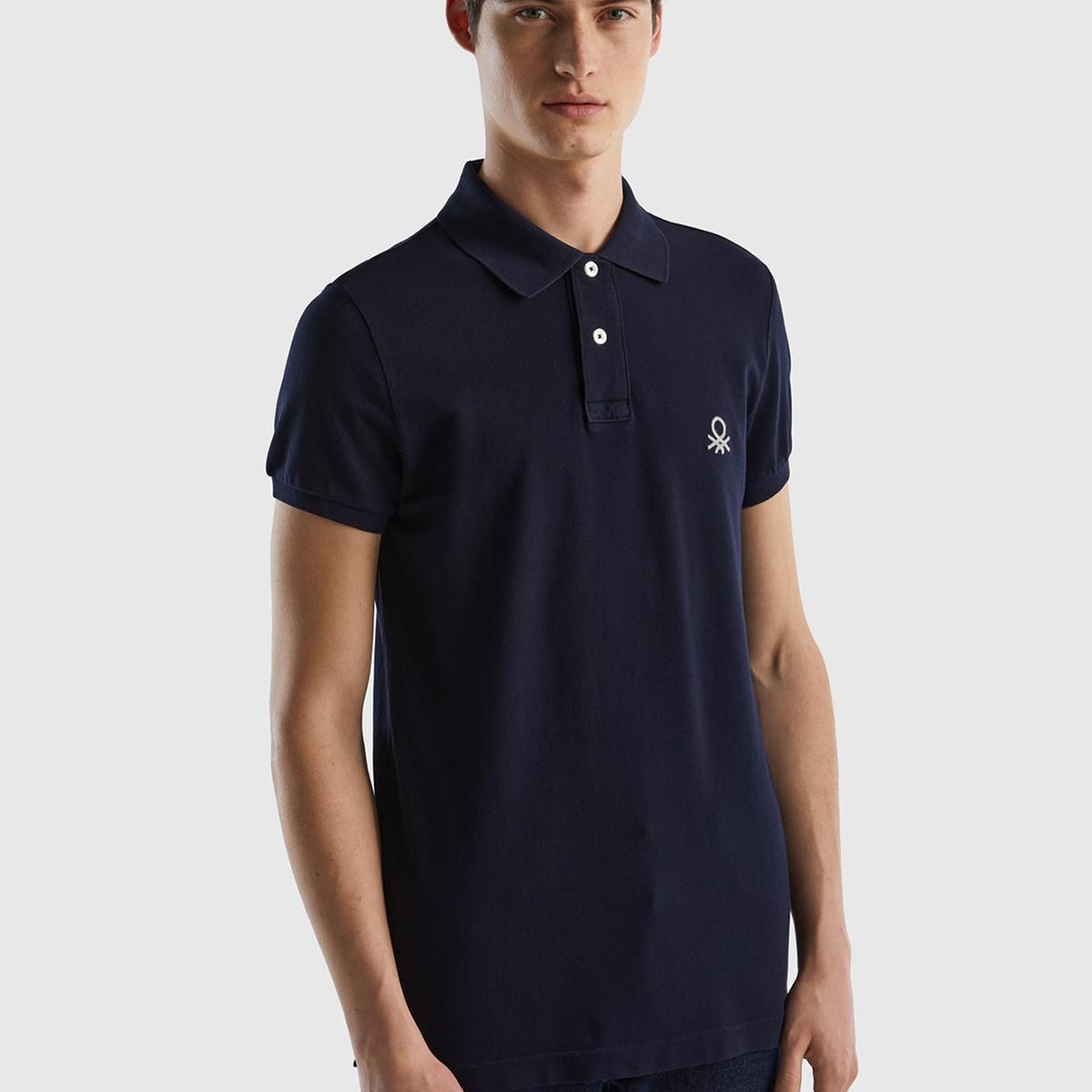 Erkek Koyu Lacivert Slim Fit Kısa Kollu Polo T-Shirt