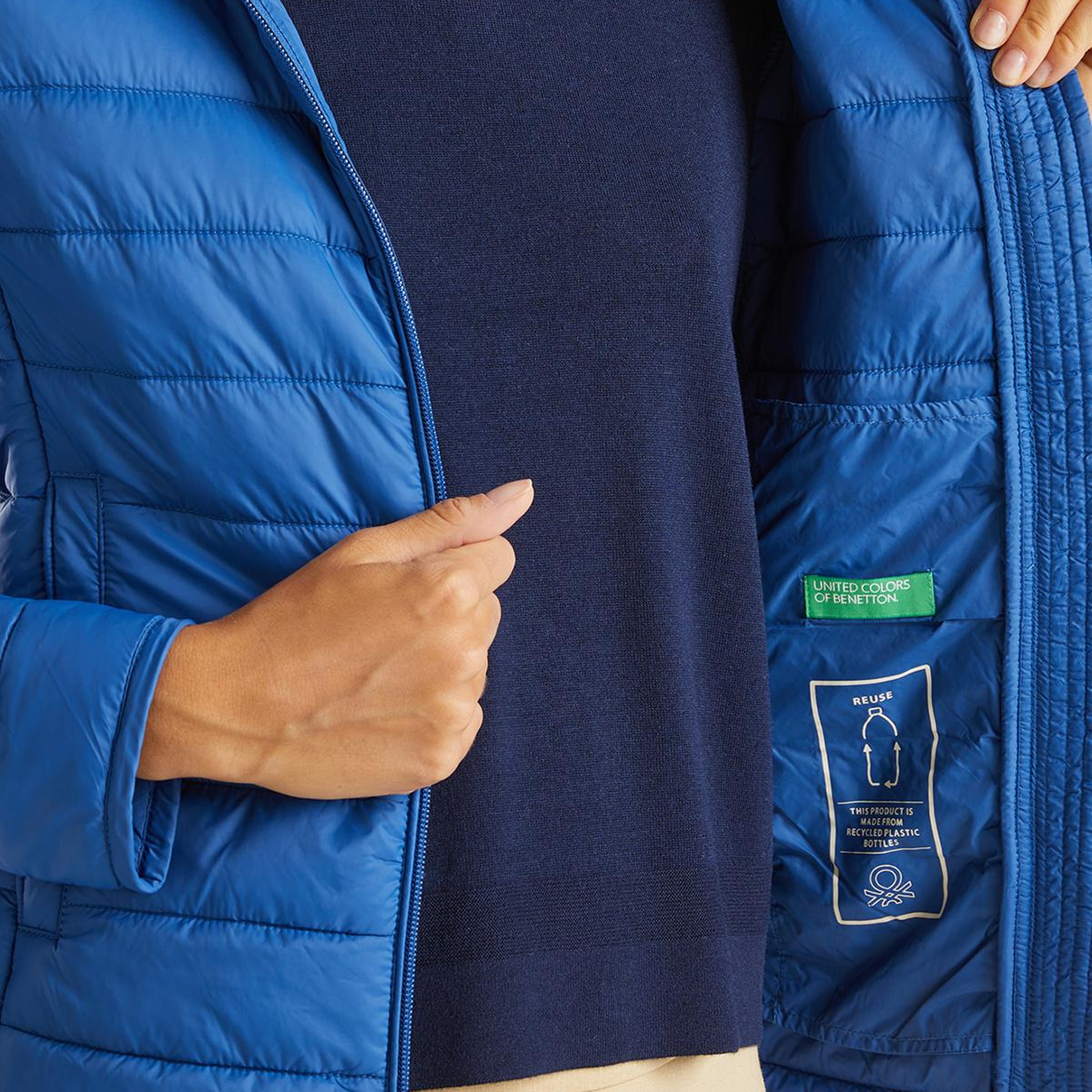 Kadın Gece Mavisi Recycled Polyester Dolgulu  Pufa Mont