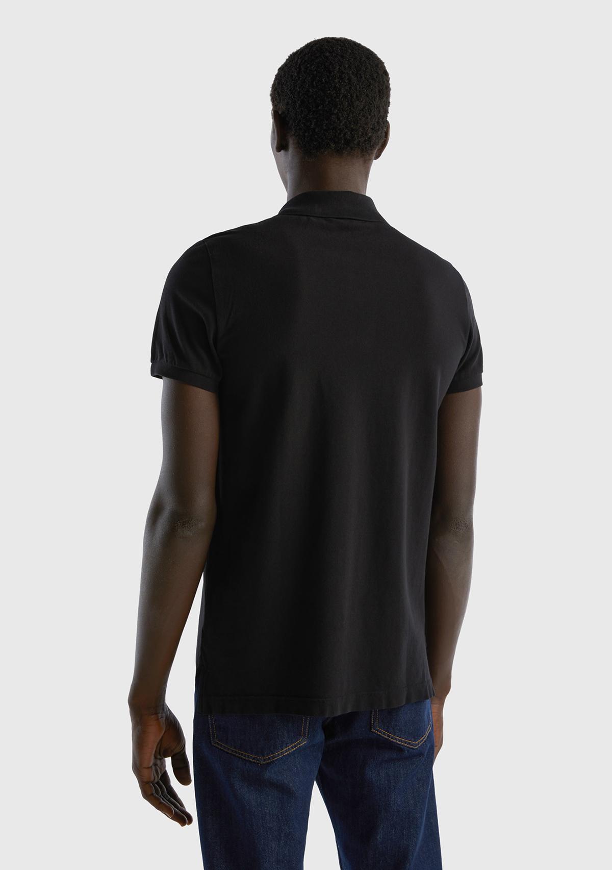 Erkek Siyah Slim Fit Kısa Kollu Polo T-Shirt