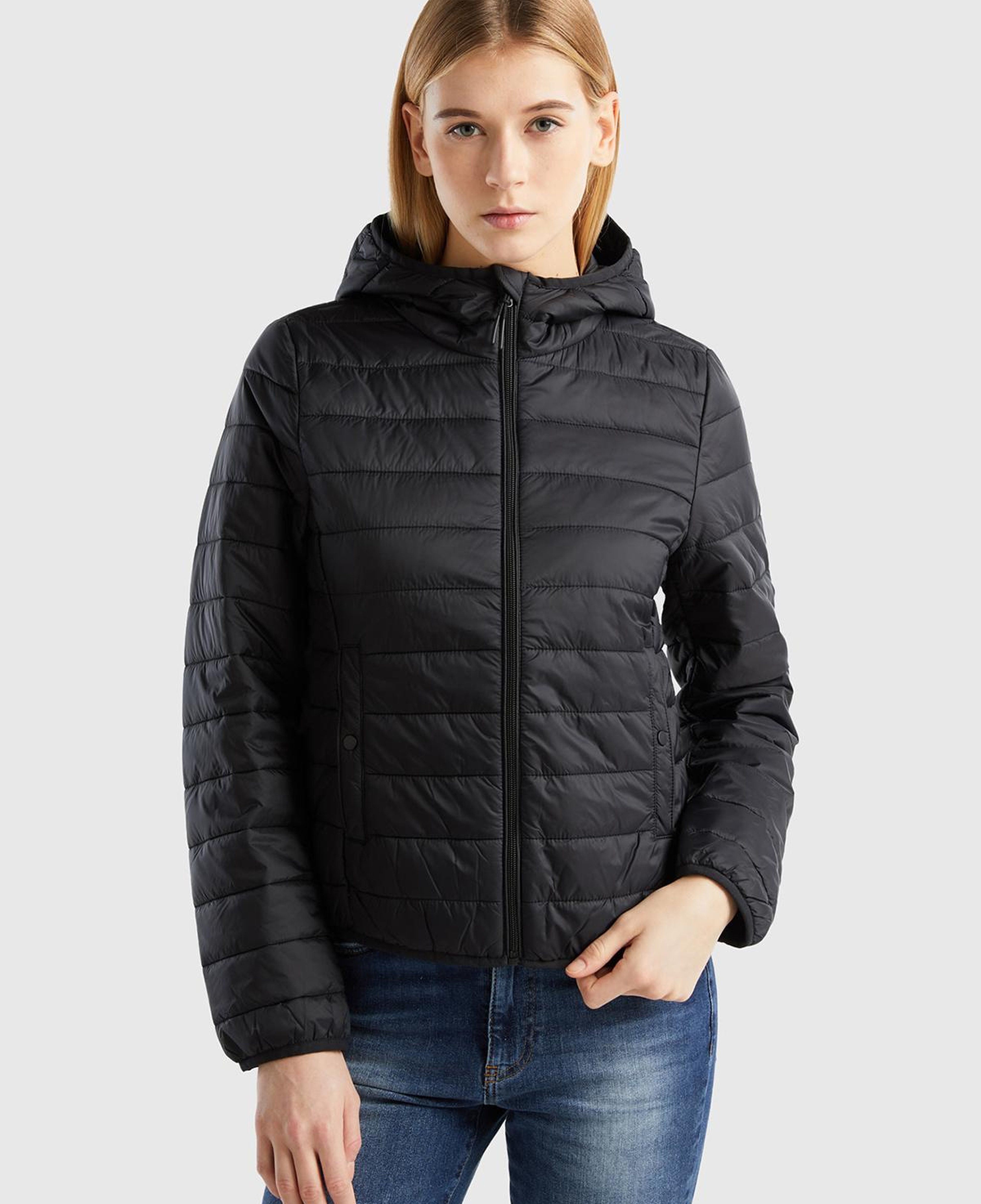 Kadın Siyah Recycled Polyester Dolgulu Pufa Mont