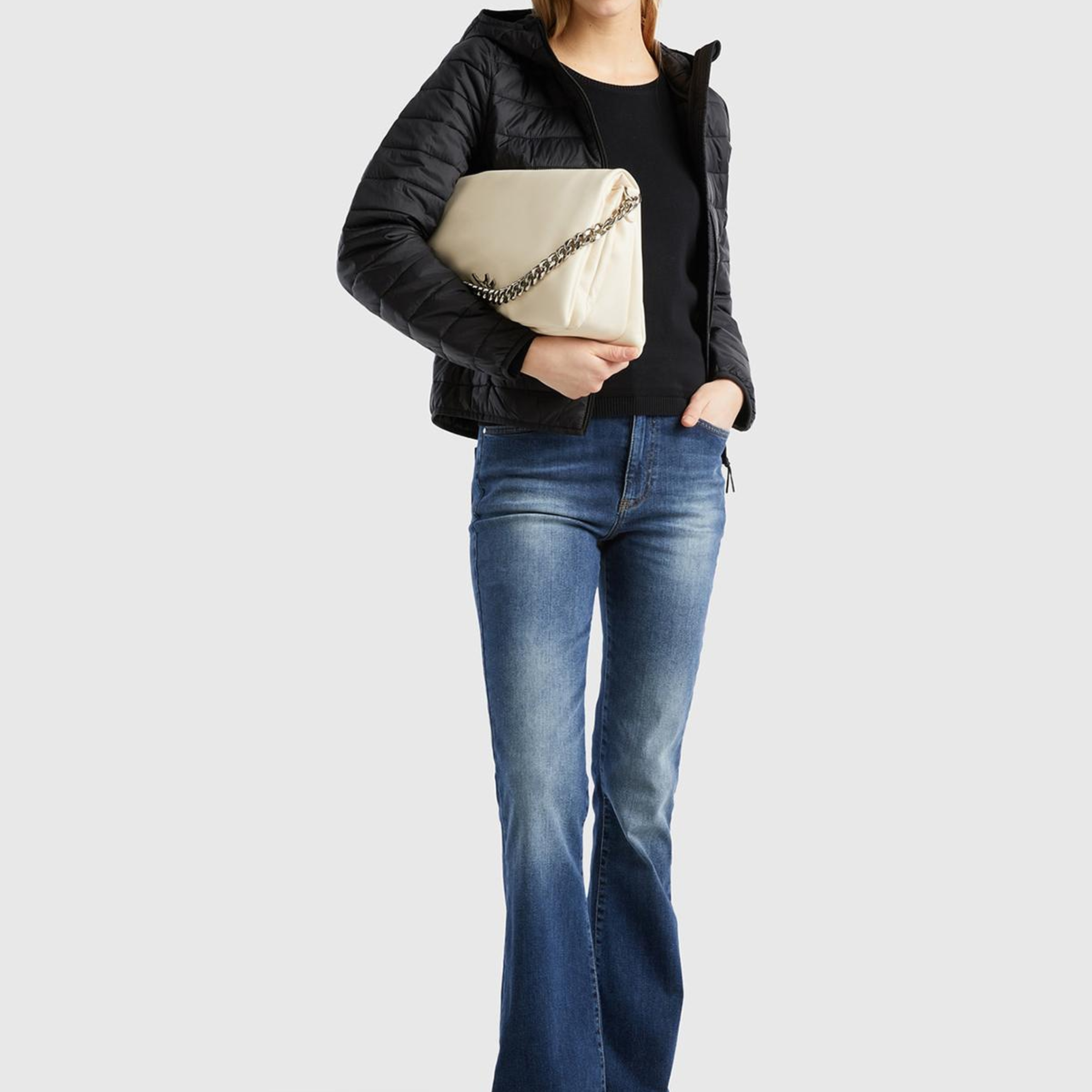 Kadın Siyah Recycled Polyester Dolgulu Pufa Mont