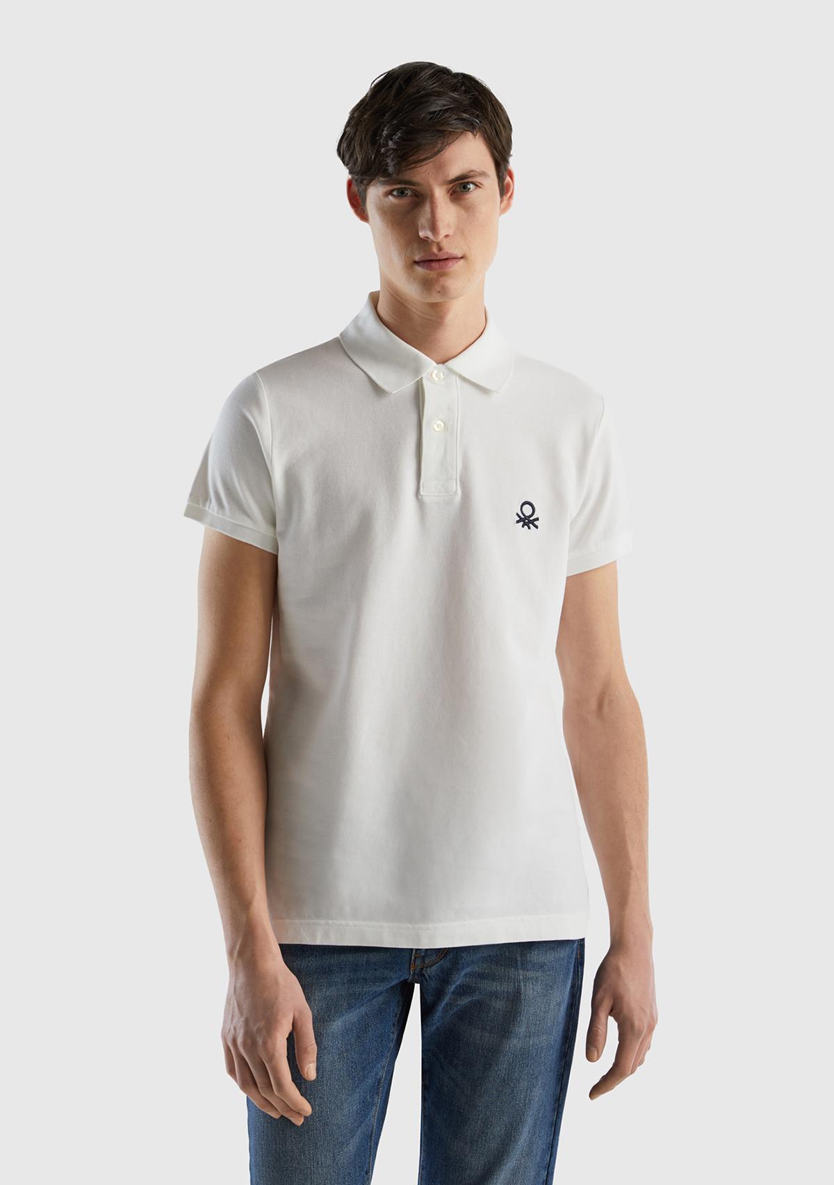 Erkek Beyaz Slim Fit Kısa Kollu Polo T-Shirt