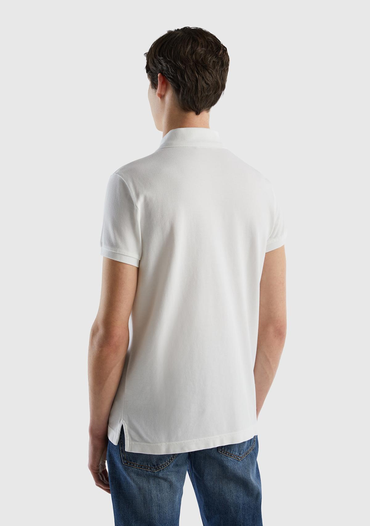 Erkek Beyaz Slim Fit Kısa Kollu Polo T-Shirt