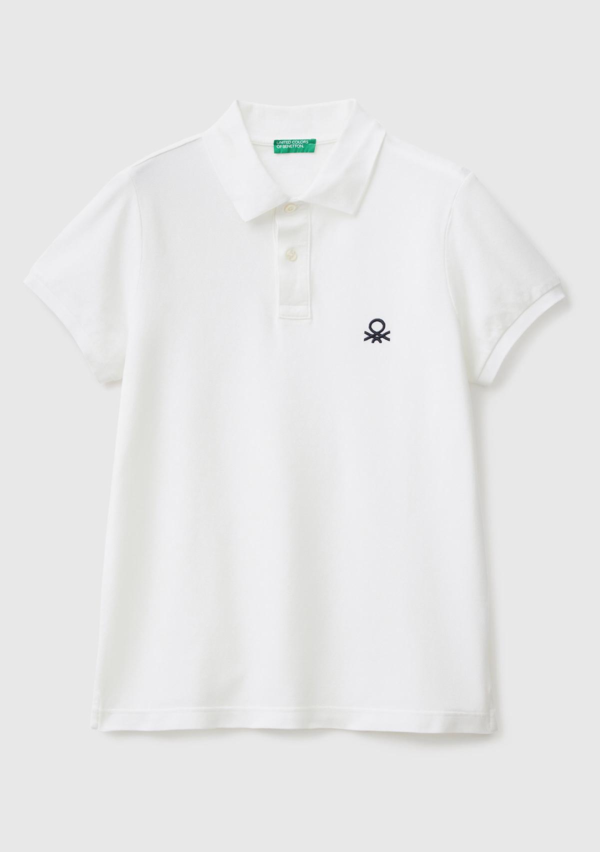 Erkek Beyaz Slim Fit Kısa Kollu Polo T-Shirt