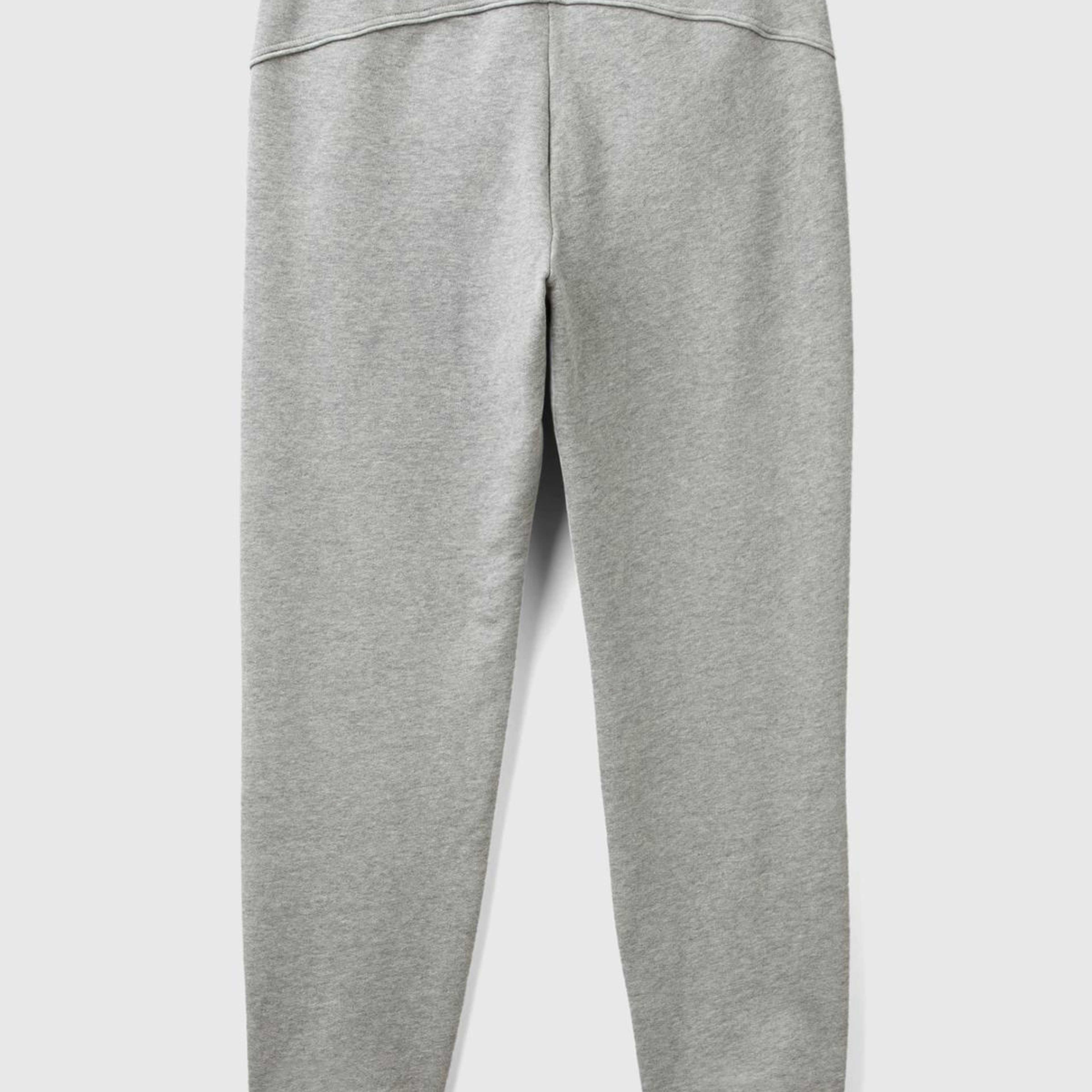 Kadın Gri Melanj %100 Pamuk Yanları Cepli Beli Büzgülü Jogger Eşofman Altı