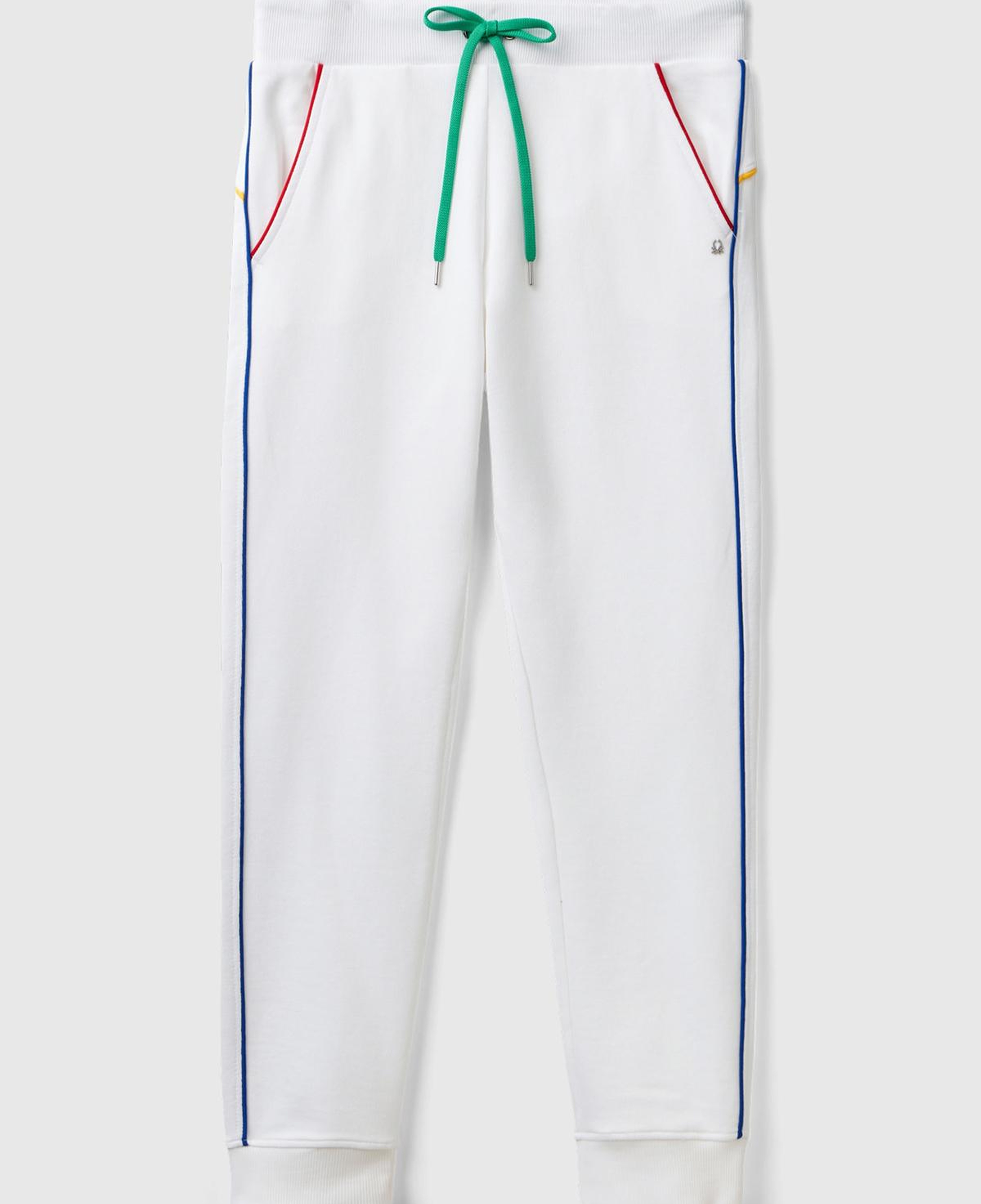 Kadın Beyaz Mix %100 Pamuk Yanları Cepli Beli Büzgülü Jogger Eşofman Altı