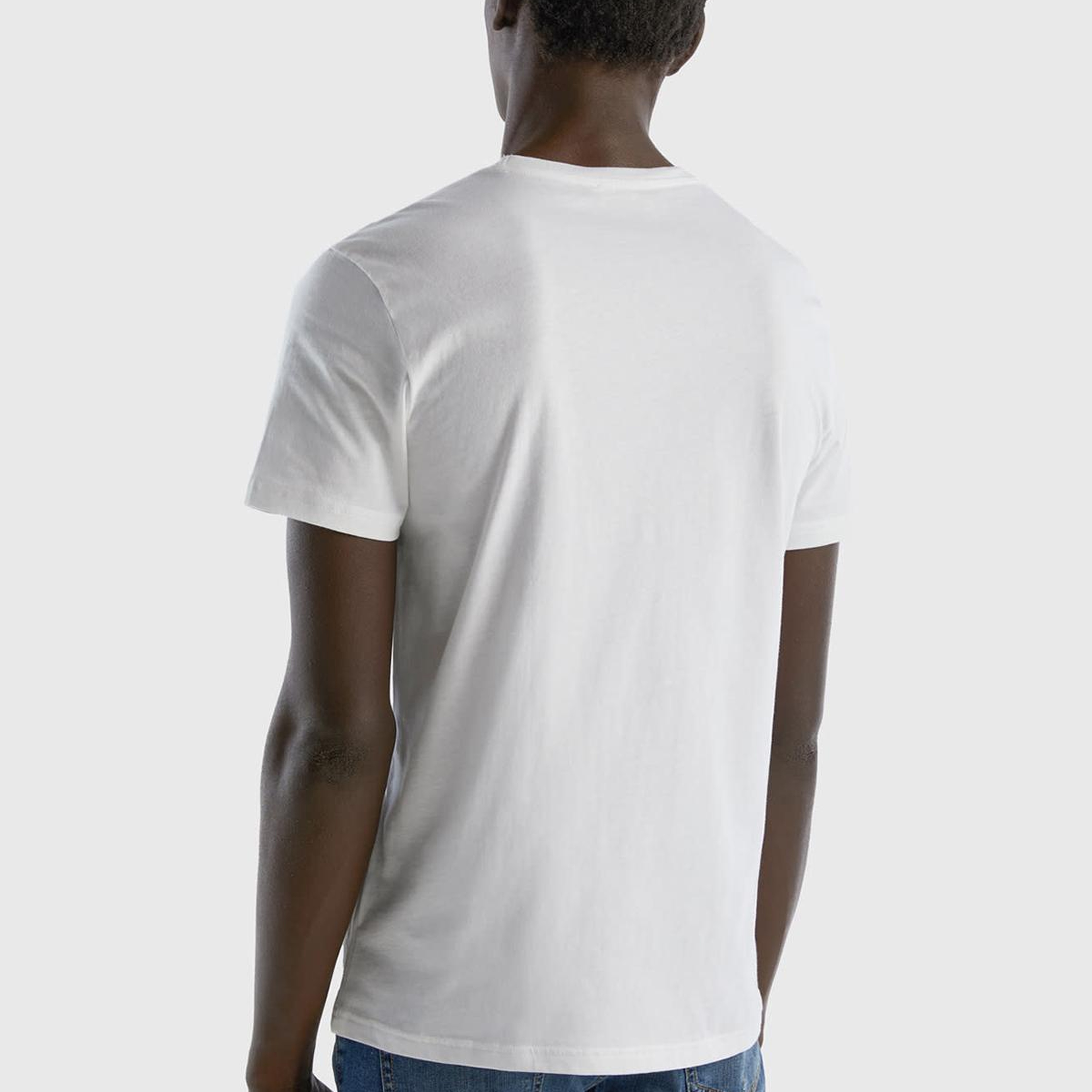 Erkek Beyaz %100 Koton Bisiklet Yaka Basic T-Shirt