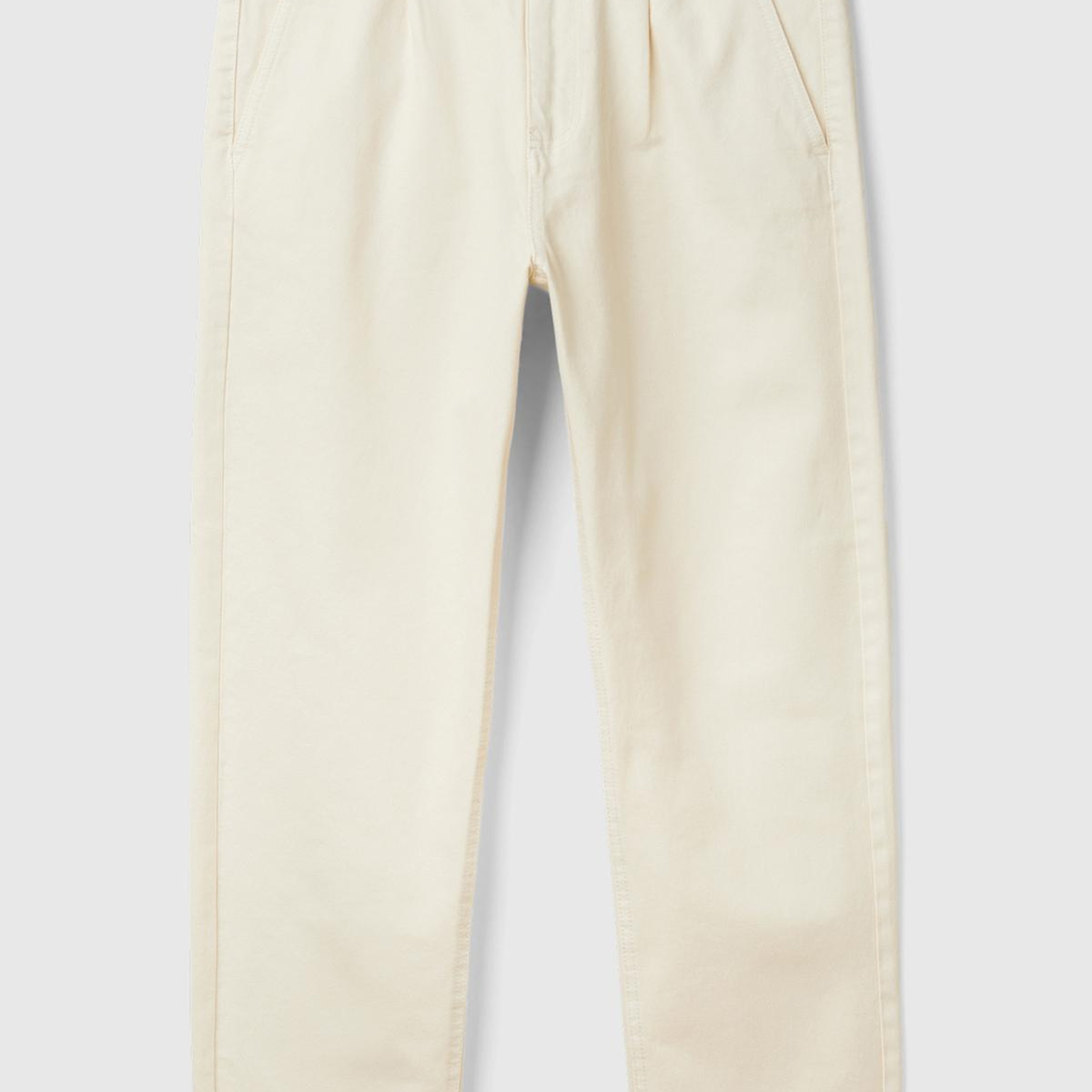 Erkek Krem %100 Pamuk Yanları Cepli Arkası Logo Etiketli Denim Pantolon