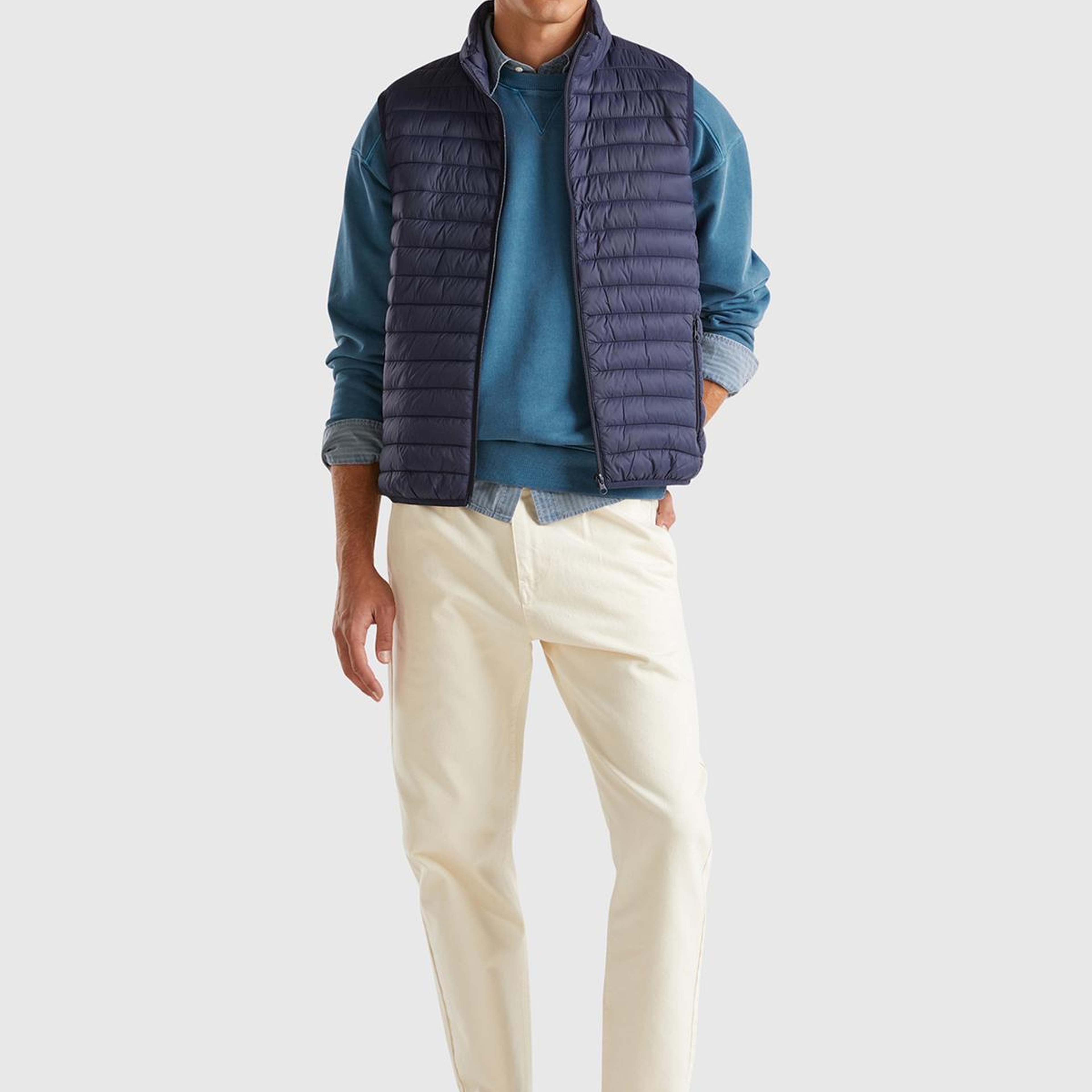 Erkek Krem %100 Pamuk Yanları Cepli Arkası Logo Etiketli Denim Pantolon