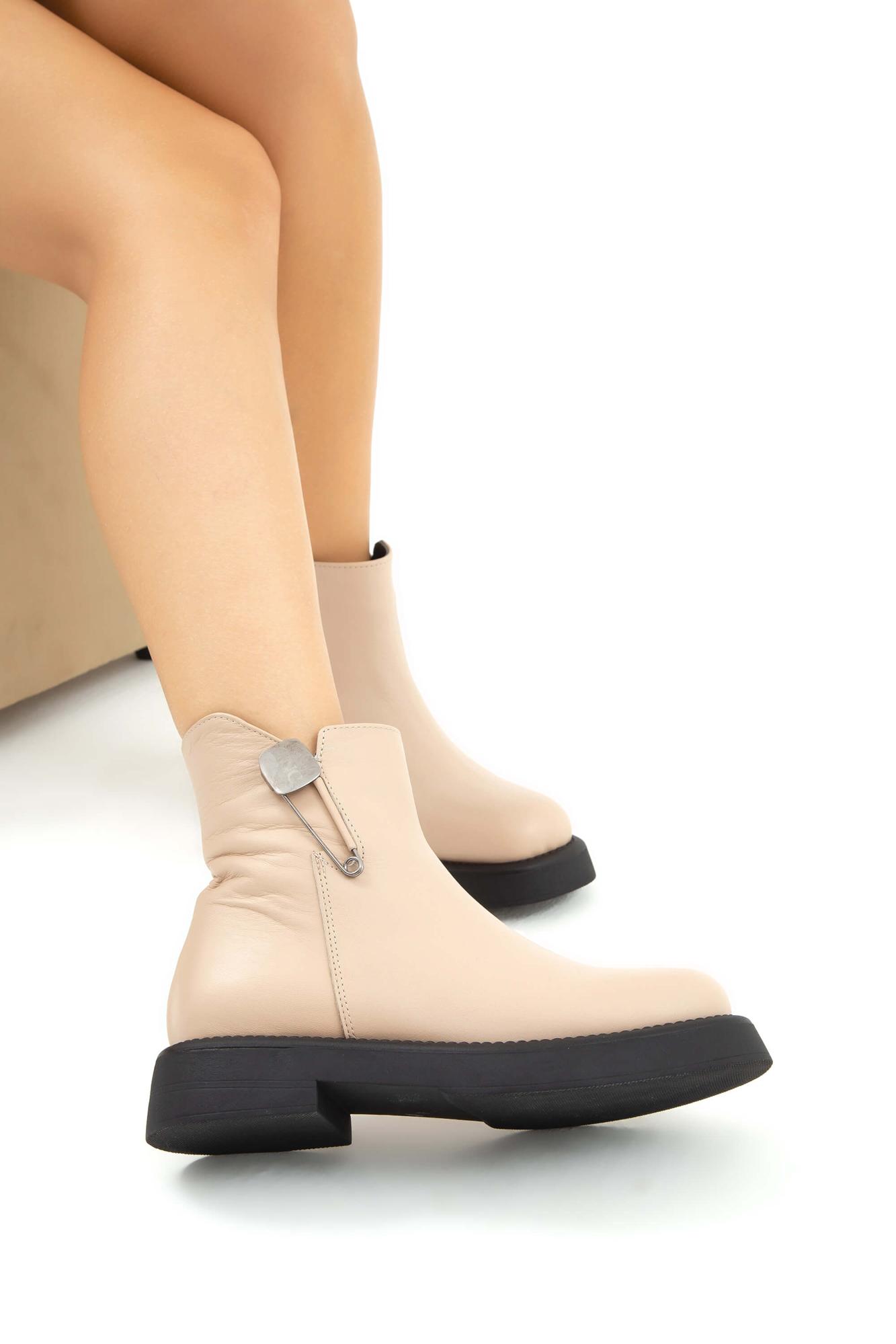 Tamer Tanca Kadın Hakiki Deri Bej Casual Bot