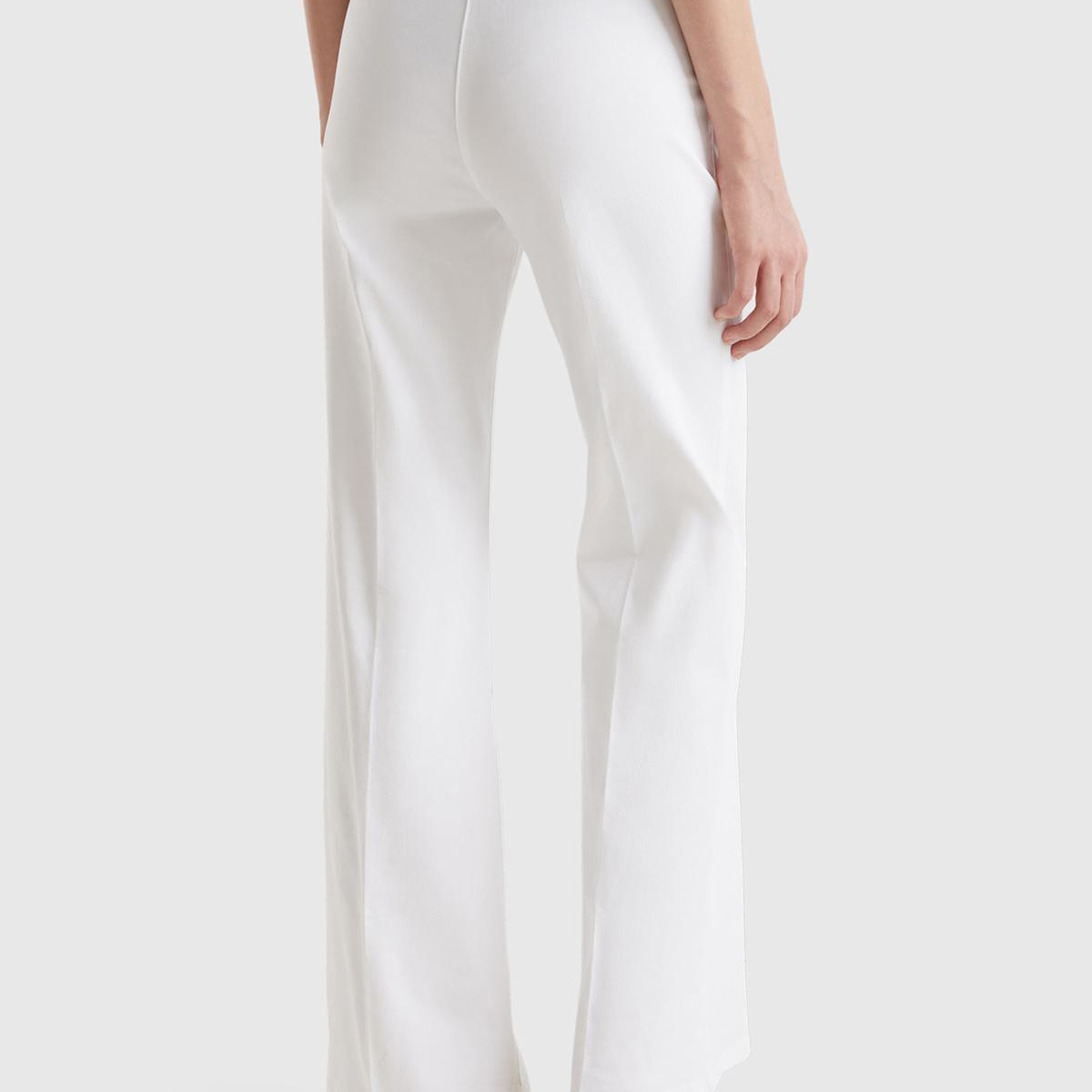 Kadın Beyaz Pamuk Karışımlı Rahat İspanyol Paça Pantolon