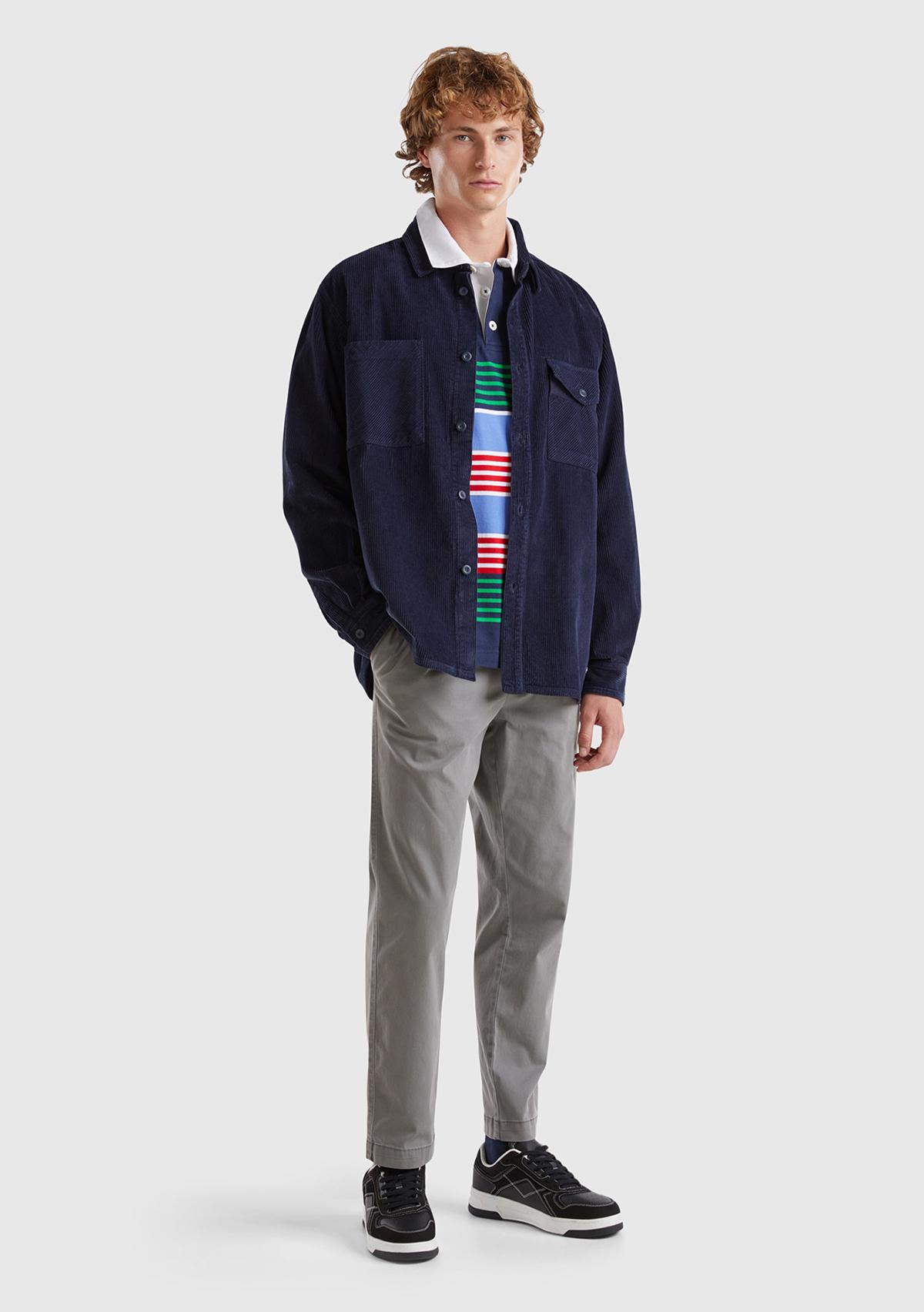 Erkek Antrasit Pamuk Karışımlı Yanları ve Arkası Cep Detaylı Pantolon