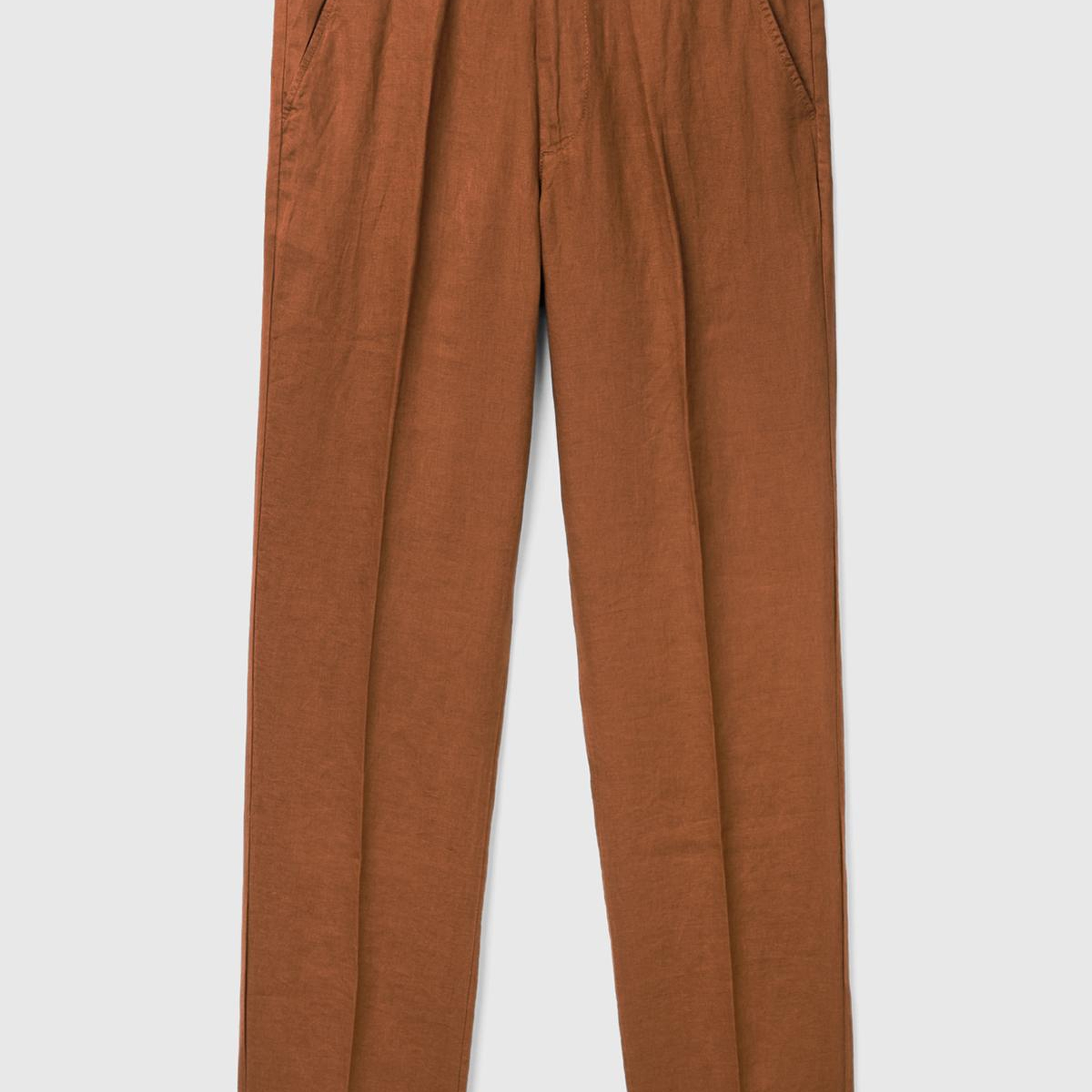 Erkek Kahverengi %100 Keten Pantolon
