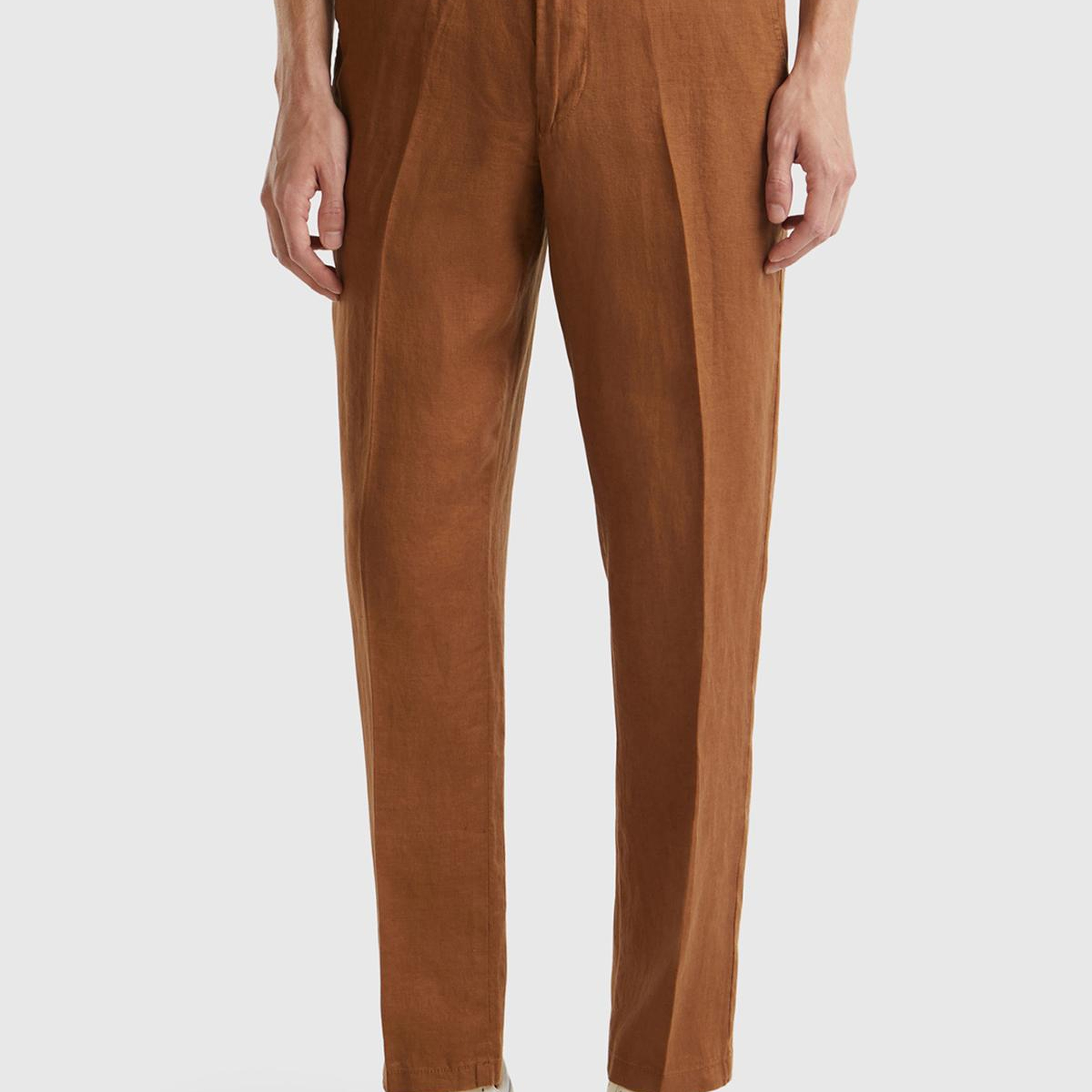 Erkek Kahverengi %100 Keten Pantolon