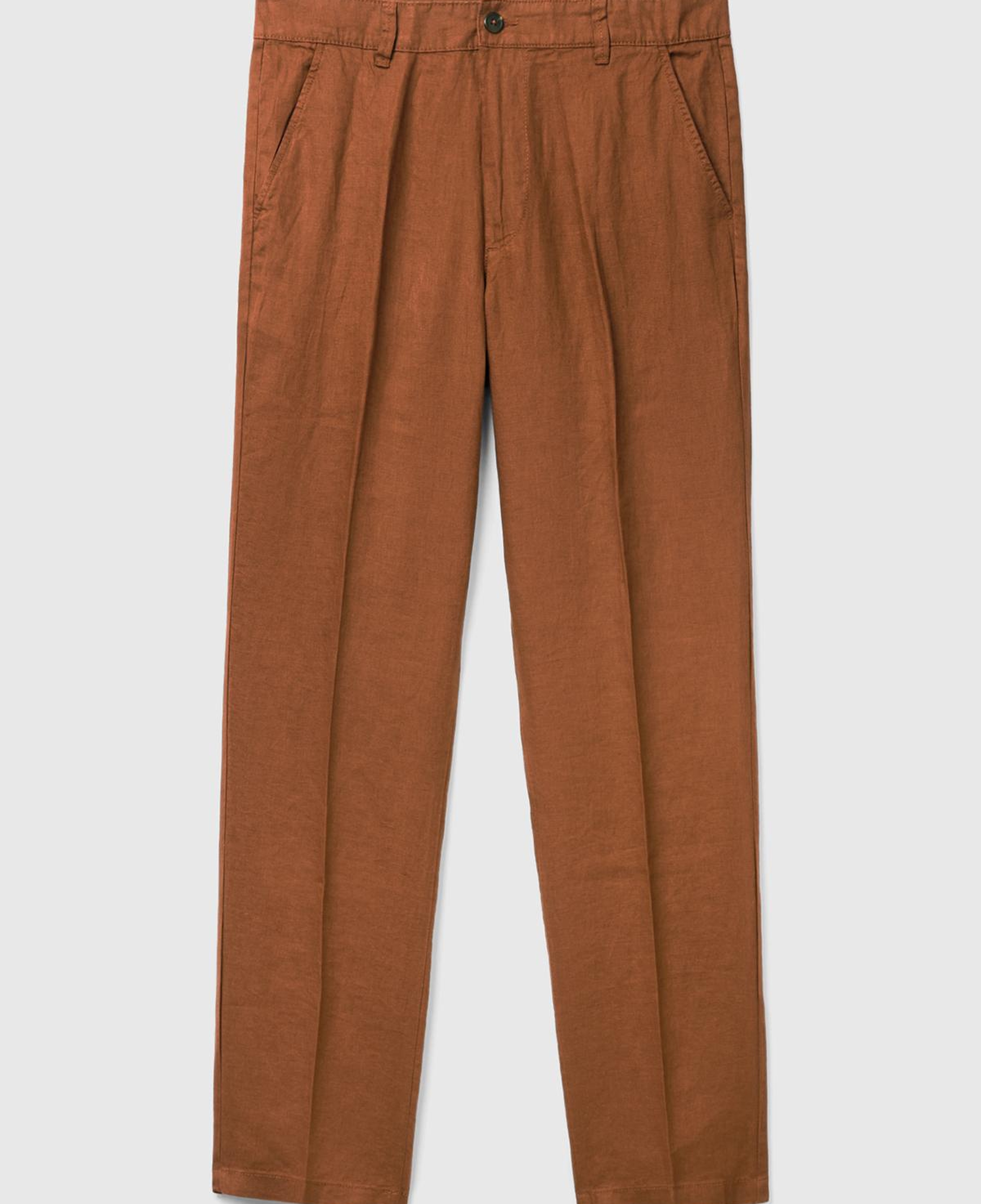 Erkek Kahverengi %100 Keten Pantolon