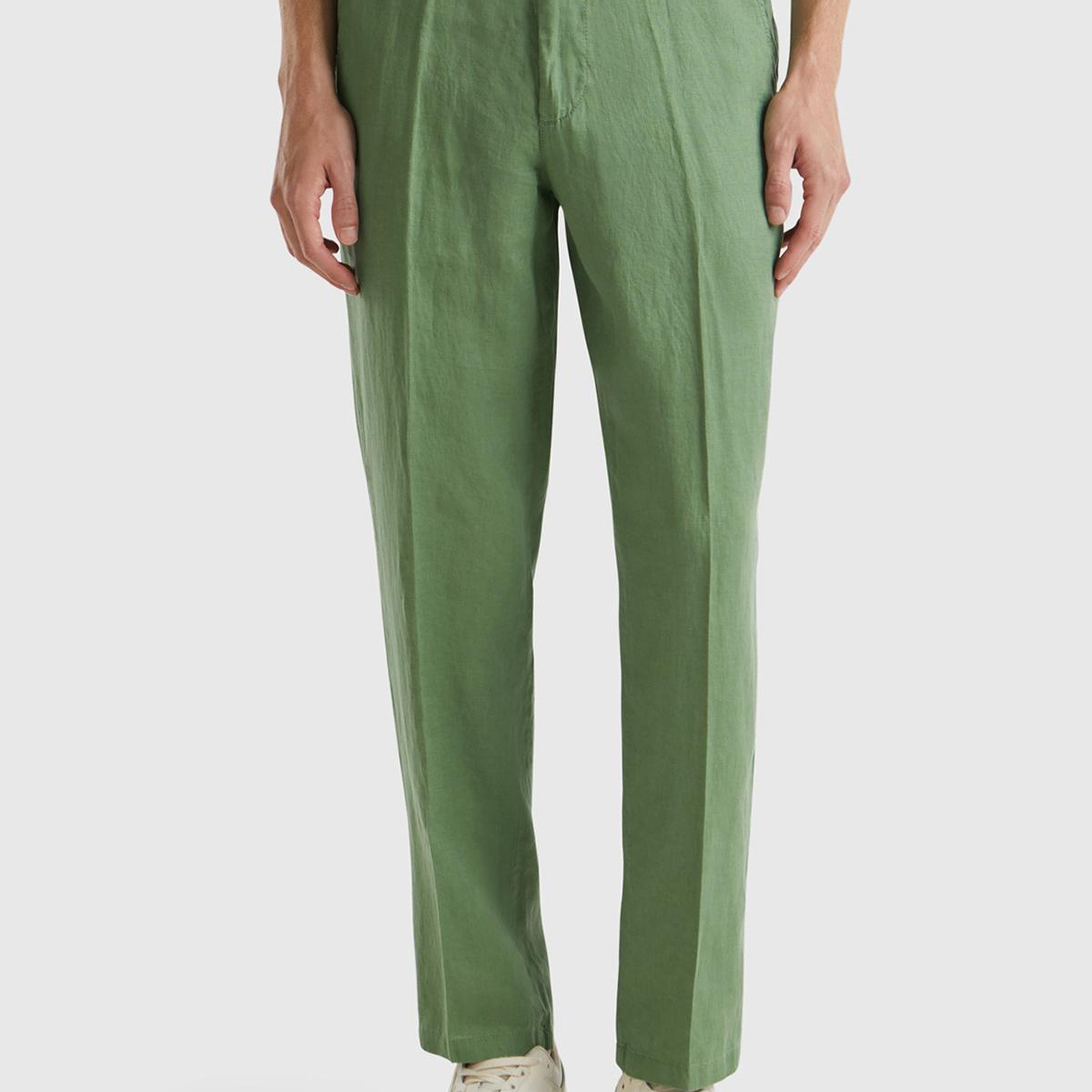 Erkek Mint Yeşili %100 Keten Pantolon