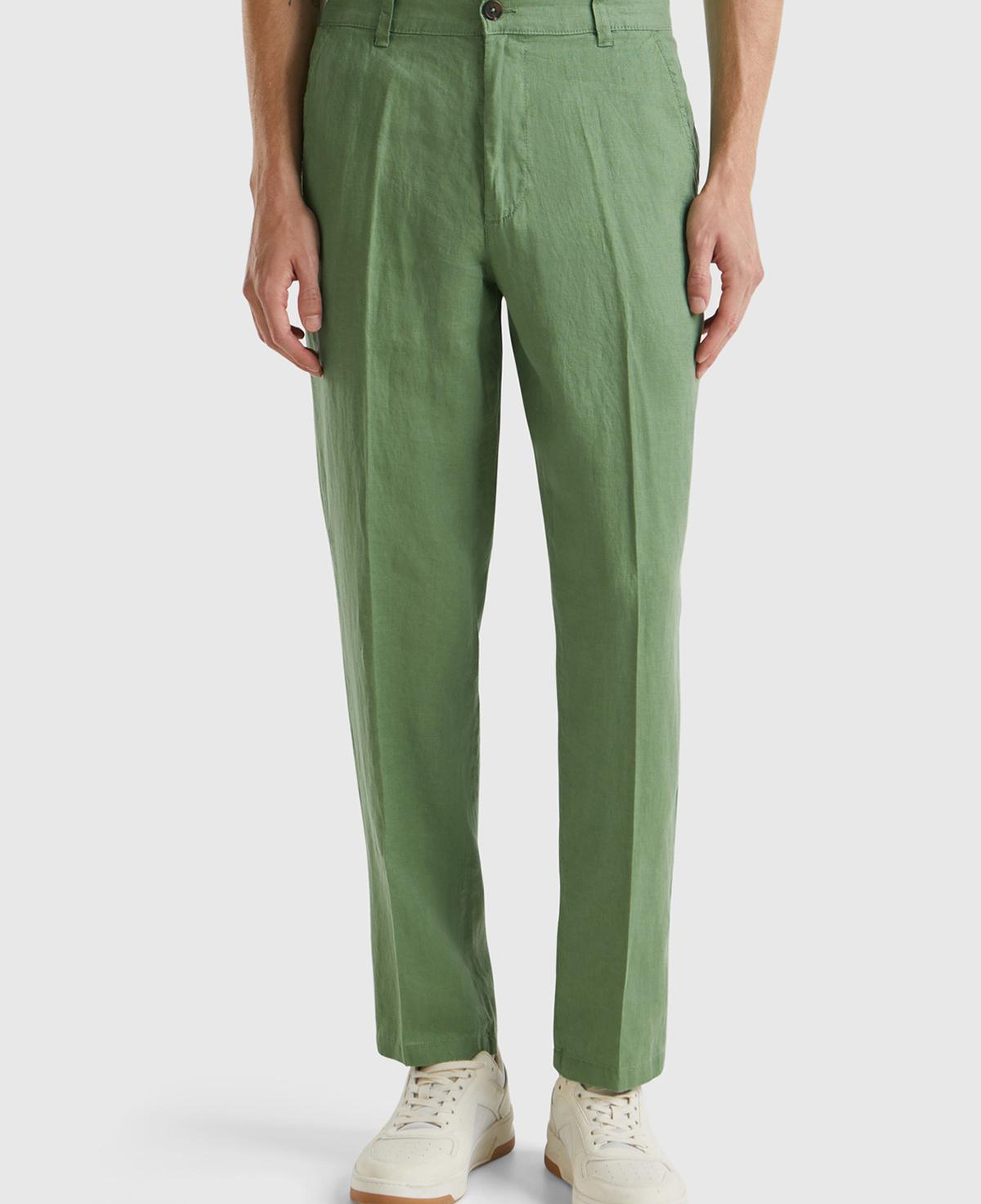 Erkek Mint Yeşili %100 Keten Pantolon