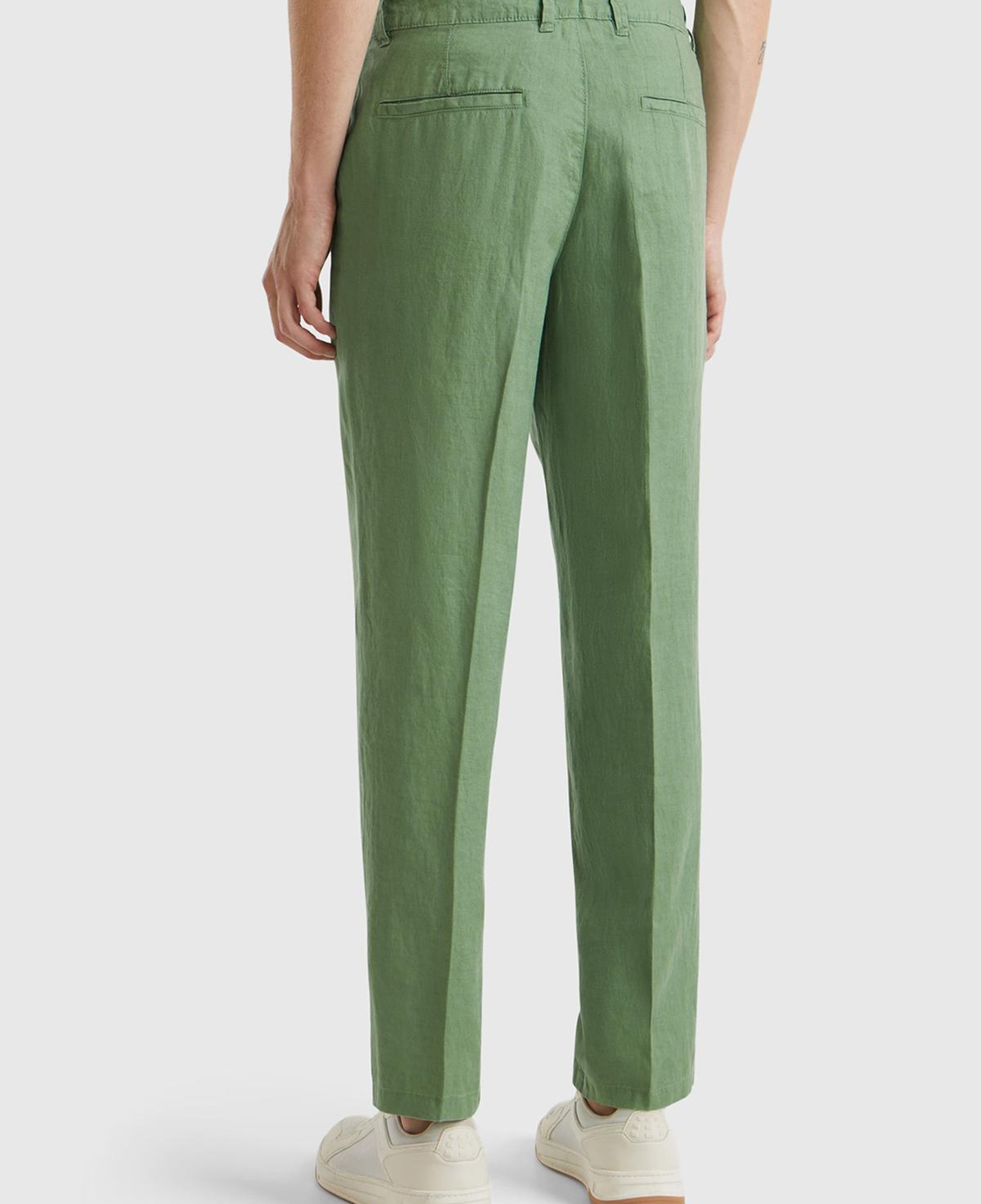 Erkek Mint Yeşili %100 Keten Pantolon