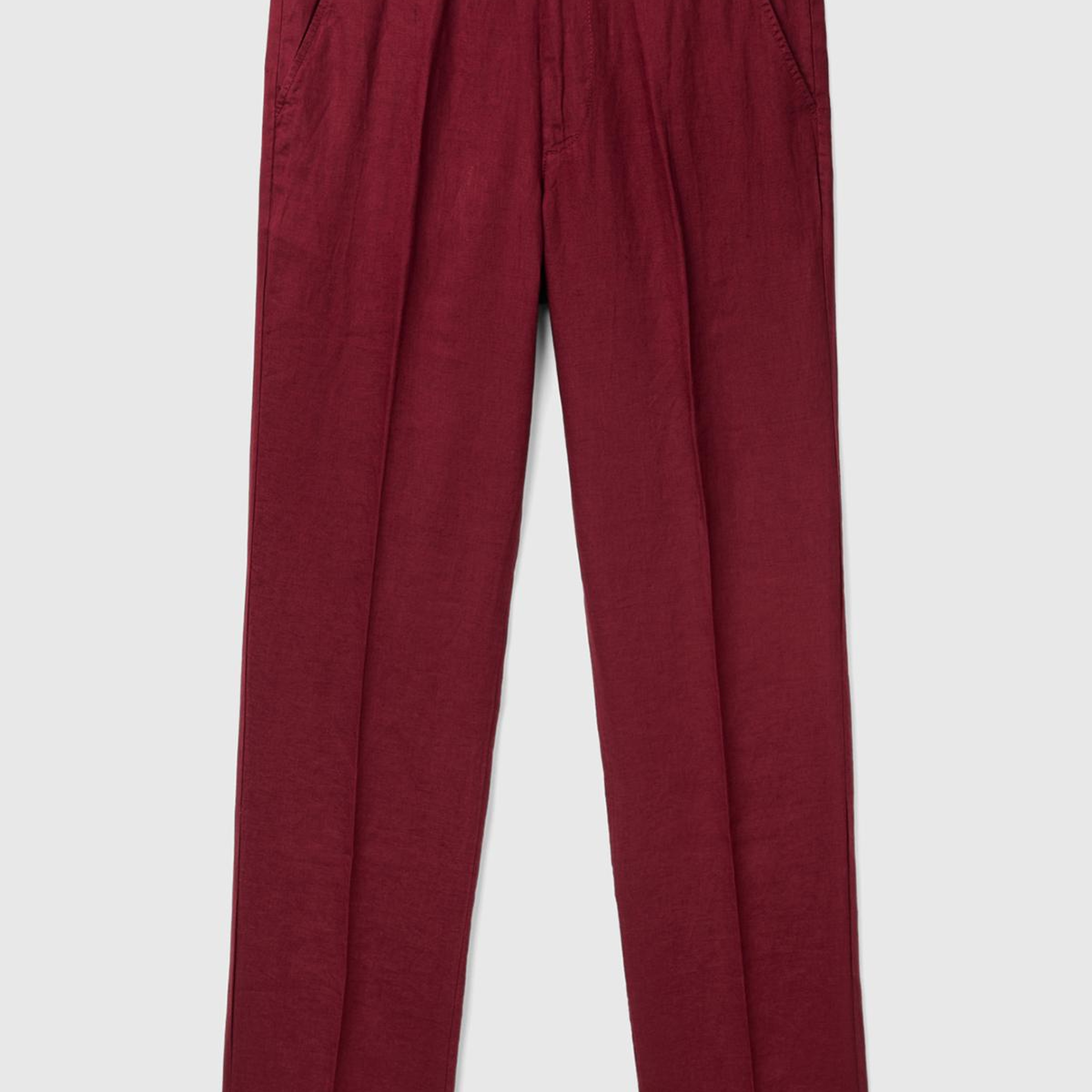 Erkek Bordo %100 Keten Pantolon