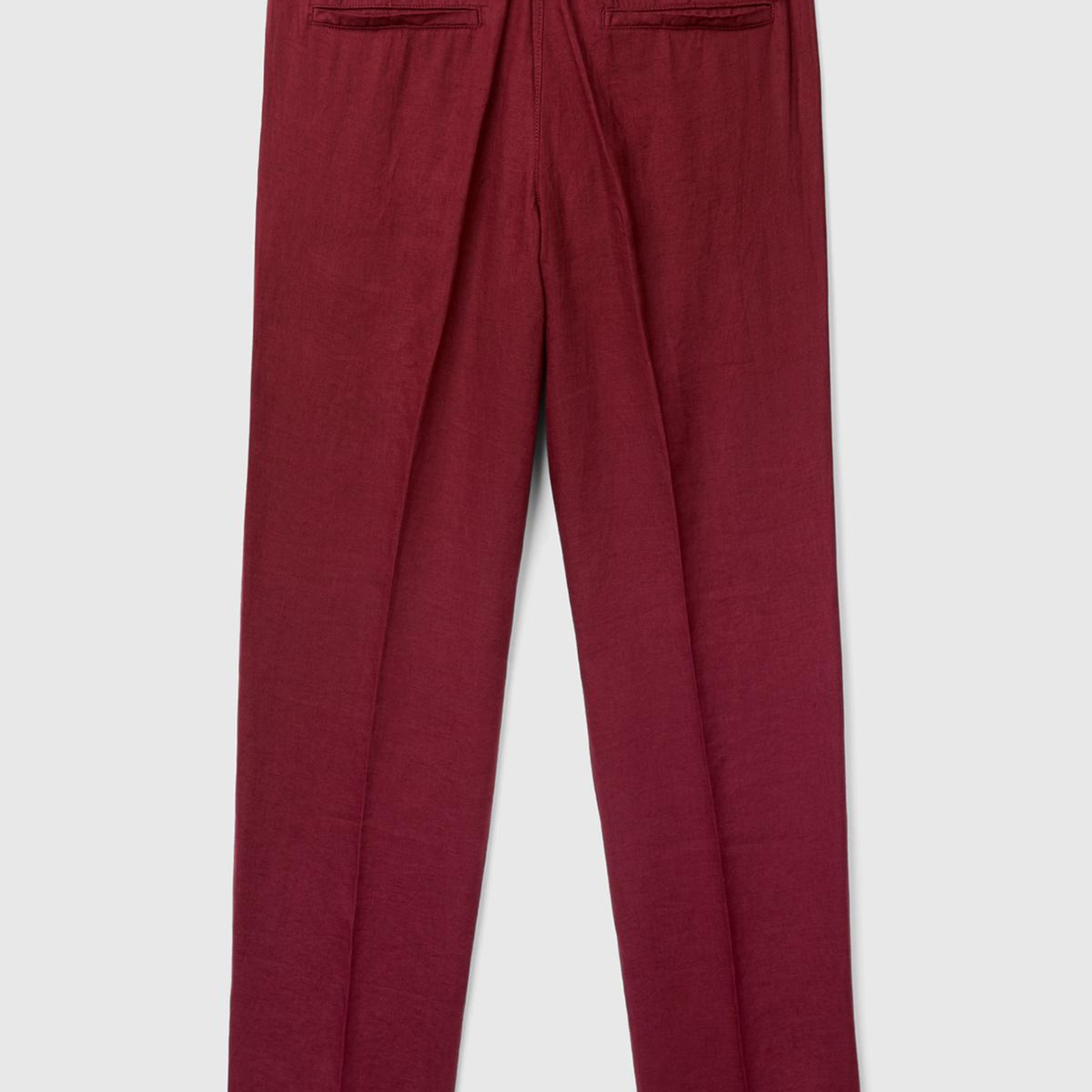 Erkek Bordo %100 Keten Pantolon