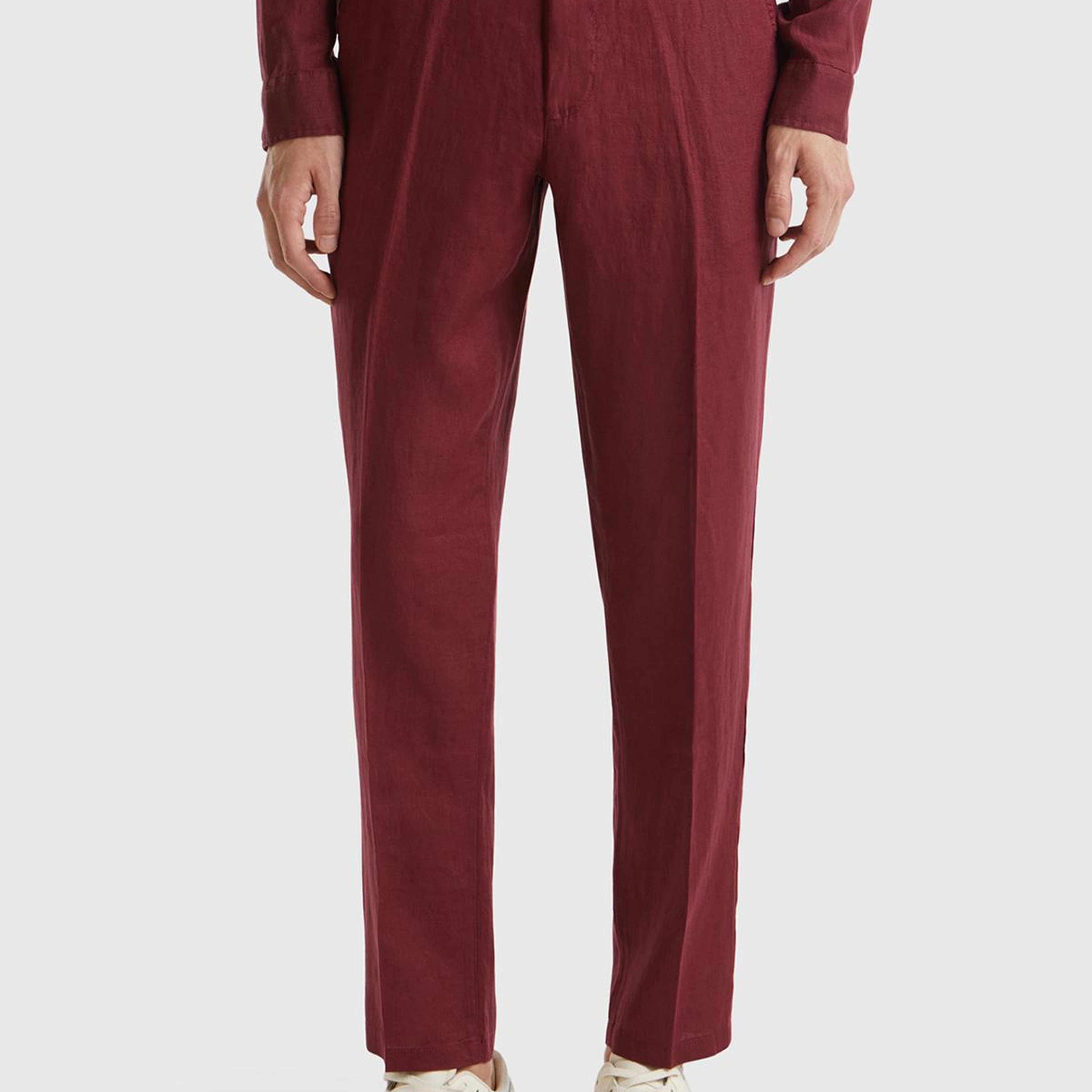 Erkek Bordo %100 Keten Pantolon