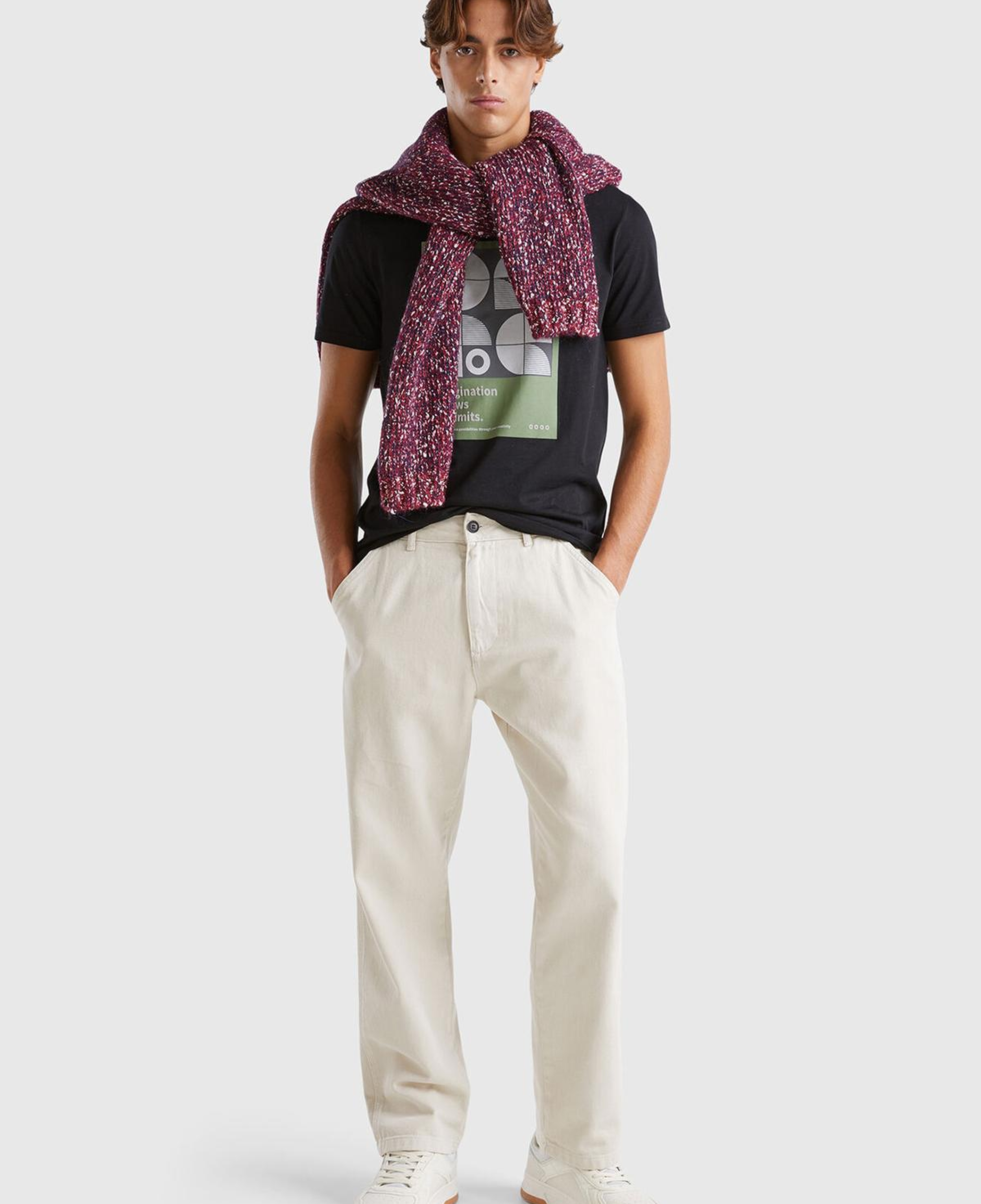 Erkek Beyaz %100 Pamuk Düz Paça Pantolon