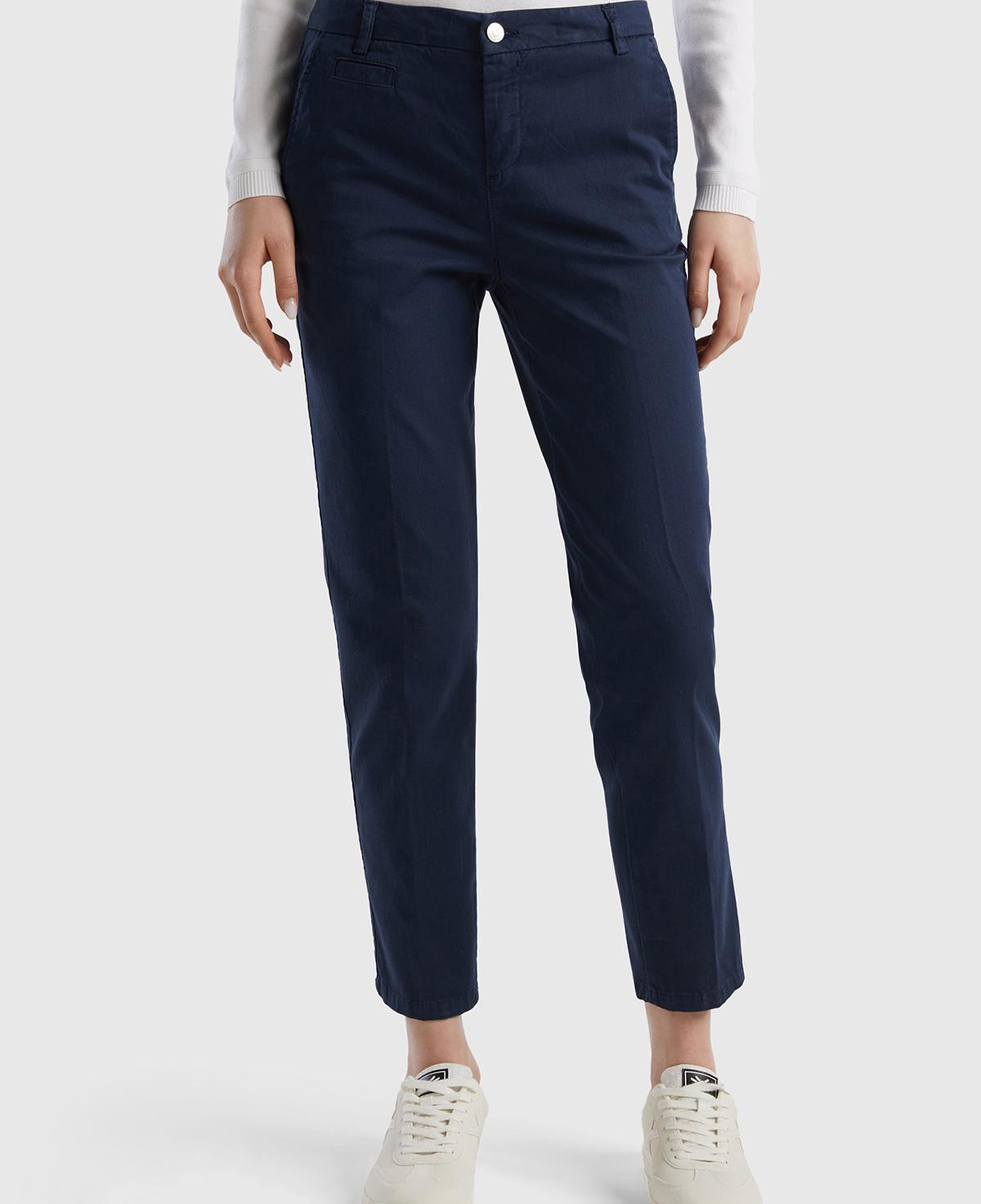 Kadın Lacivert Elastanlı Basic Chino Pantolon