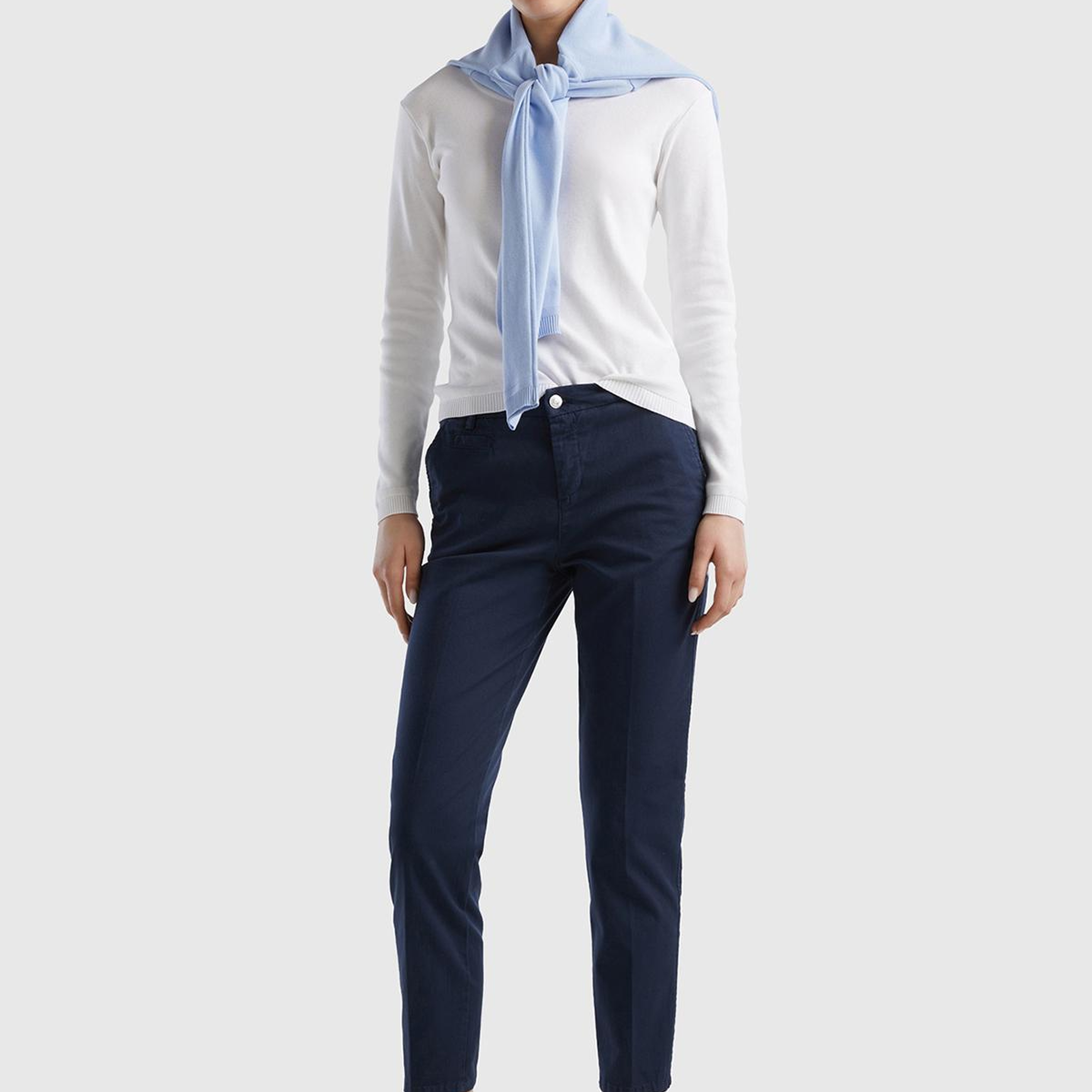 Kadın Lacivert Elastanlı Basic Chino Pantolon