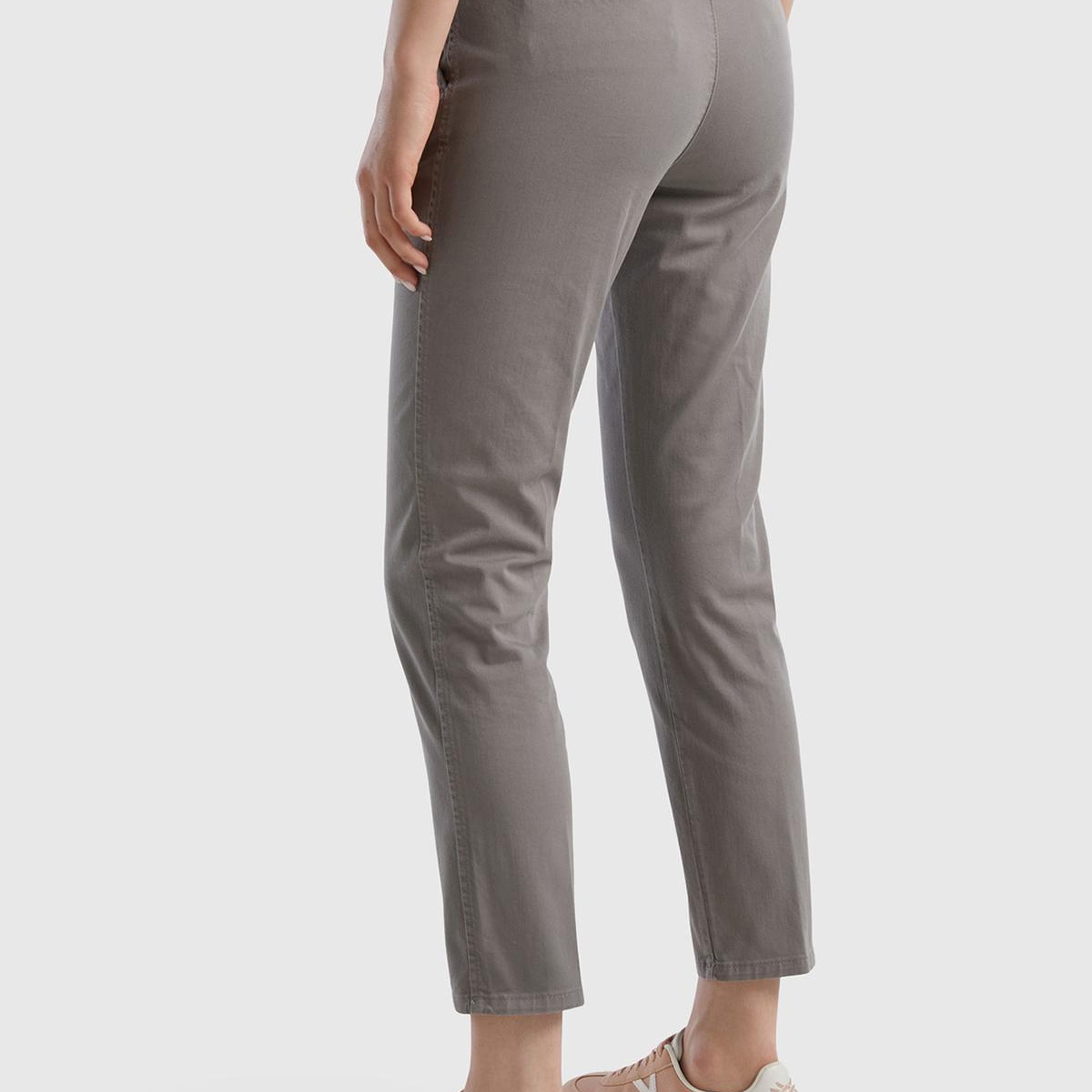 Kadın Gri Elastanlı Basic Chino Pantolon