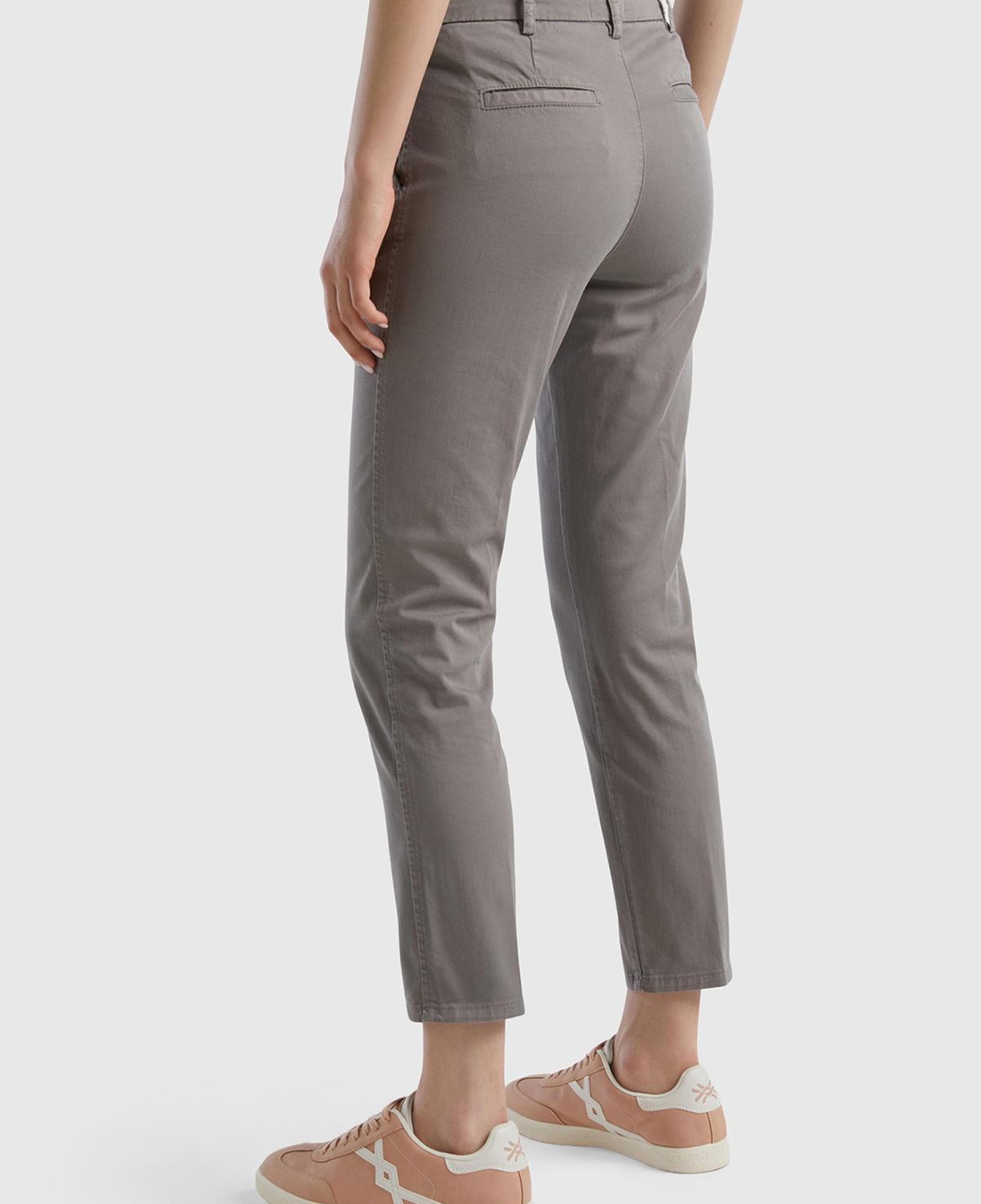 Kadın Gri Elastanlı Basic Chino Pantolon